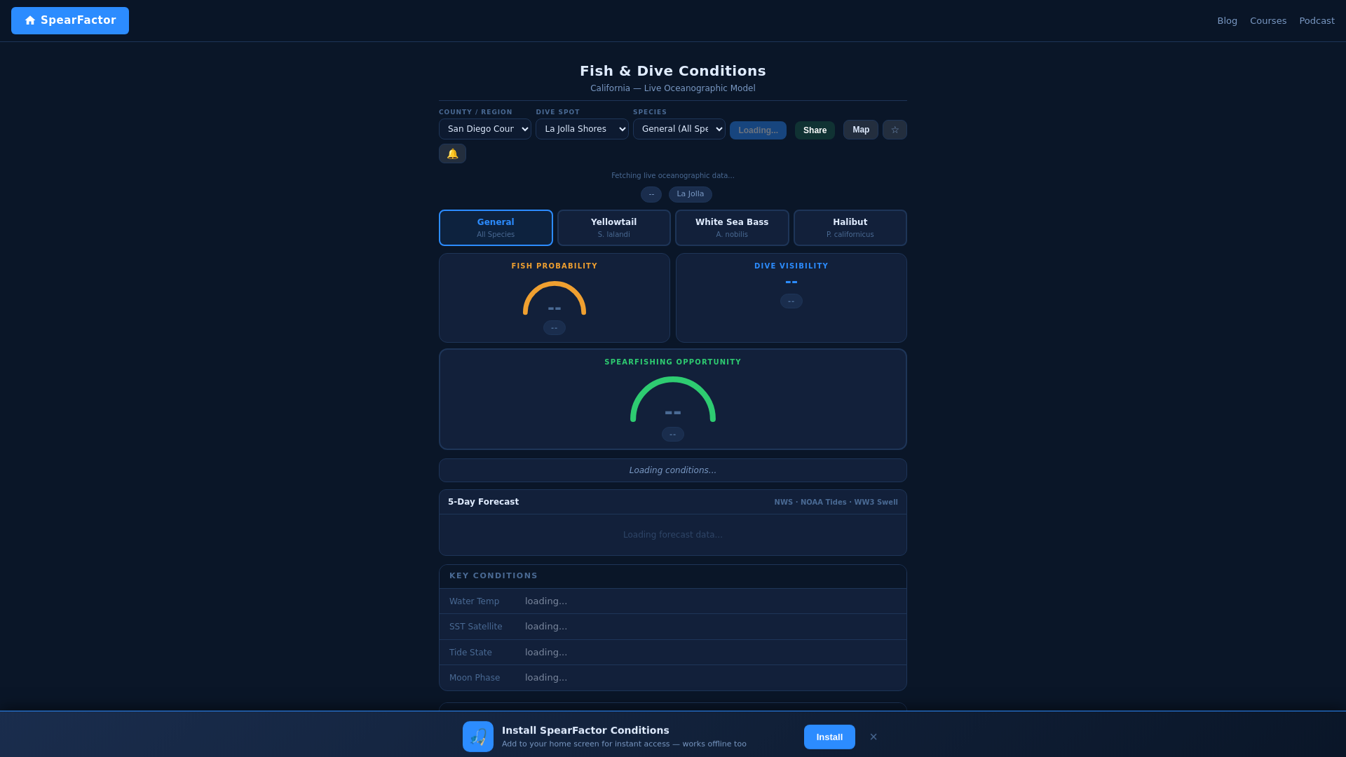 website screenshot of https://fishing-dive-conditions.pages.dev/