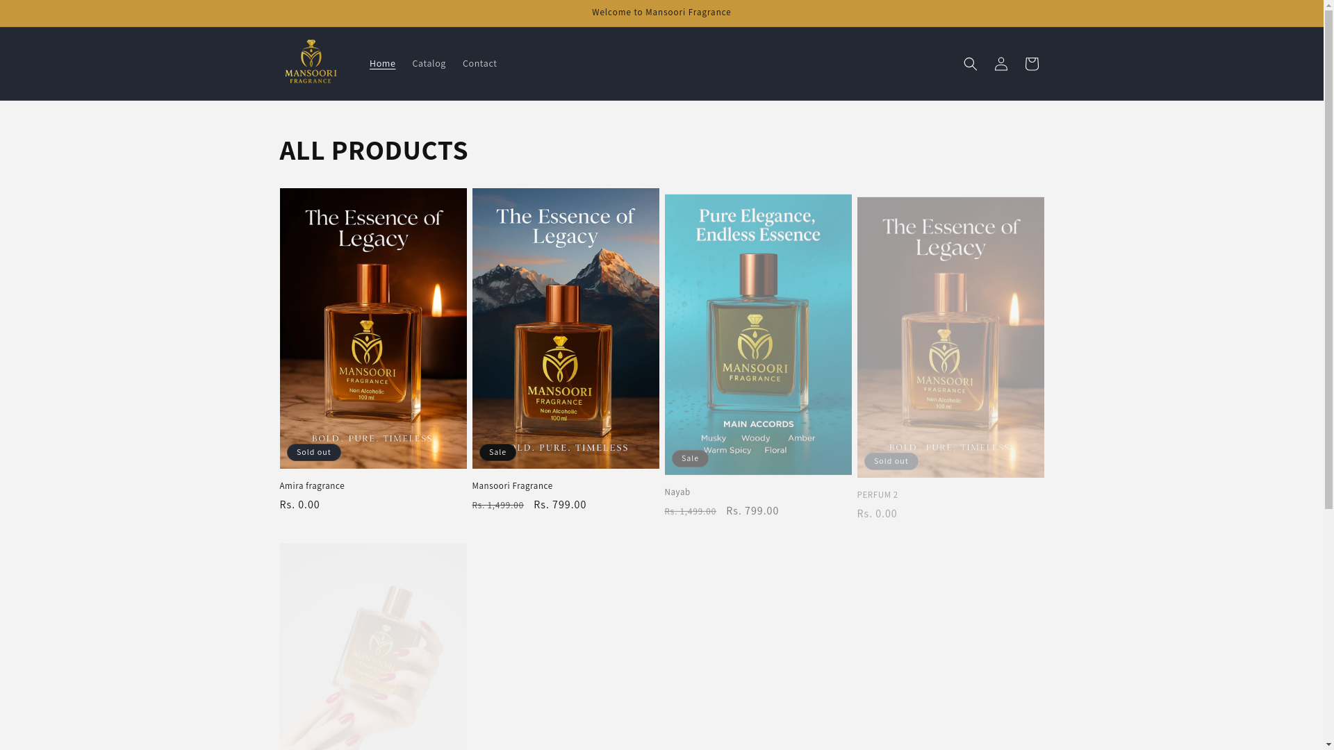 website screenshot of https://mansoorifragrance.in/