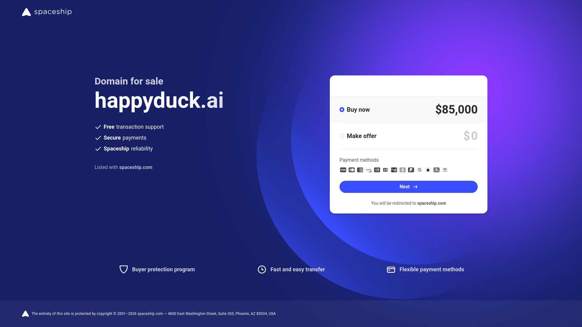 website screenshot of https://happyduck.ai/