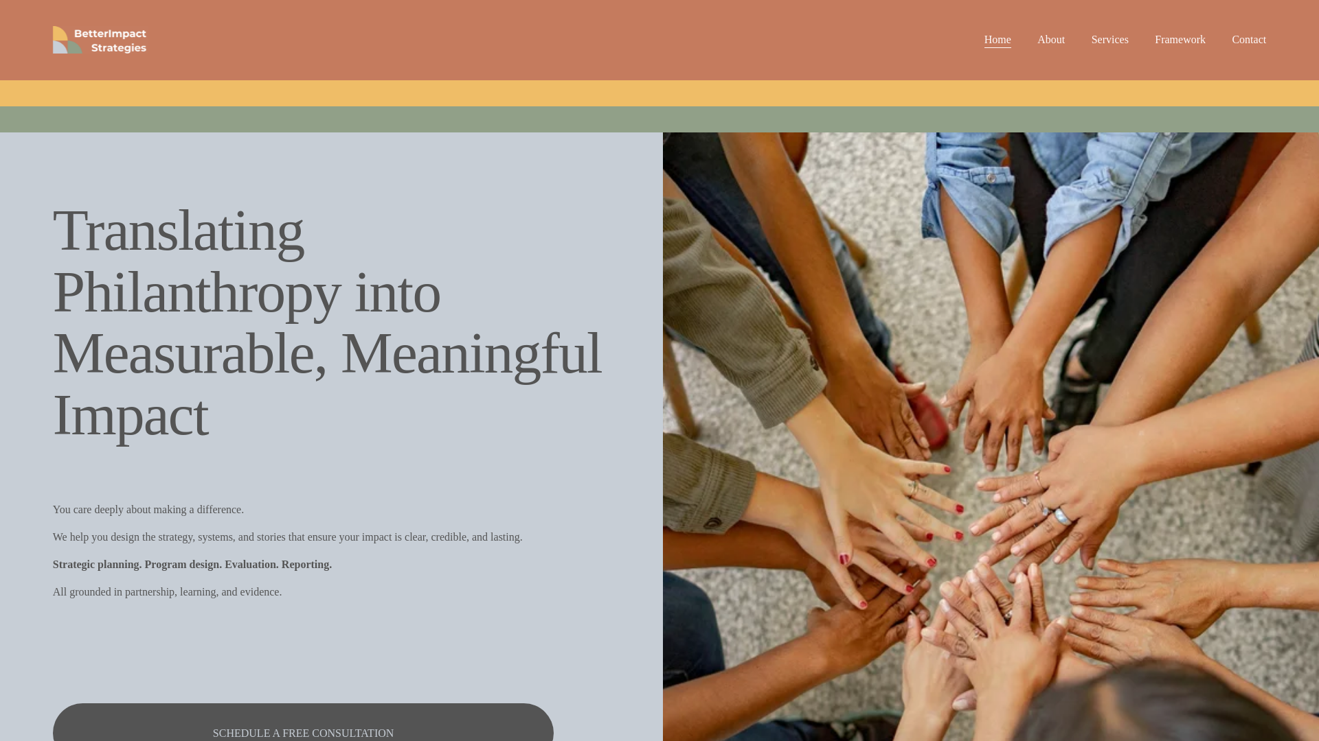 website screenshot of https://betterimpactstrategies.org/