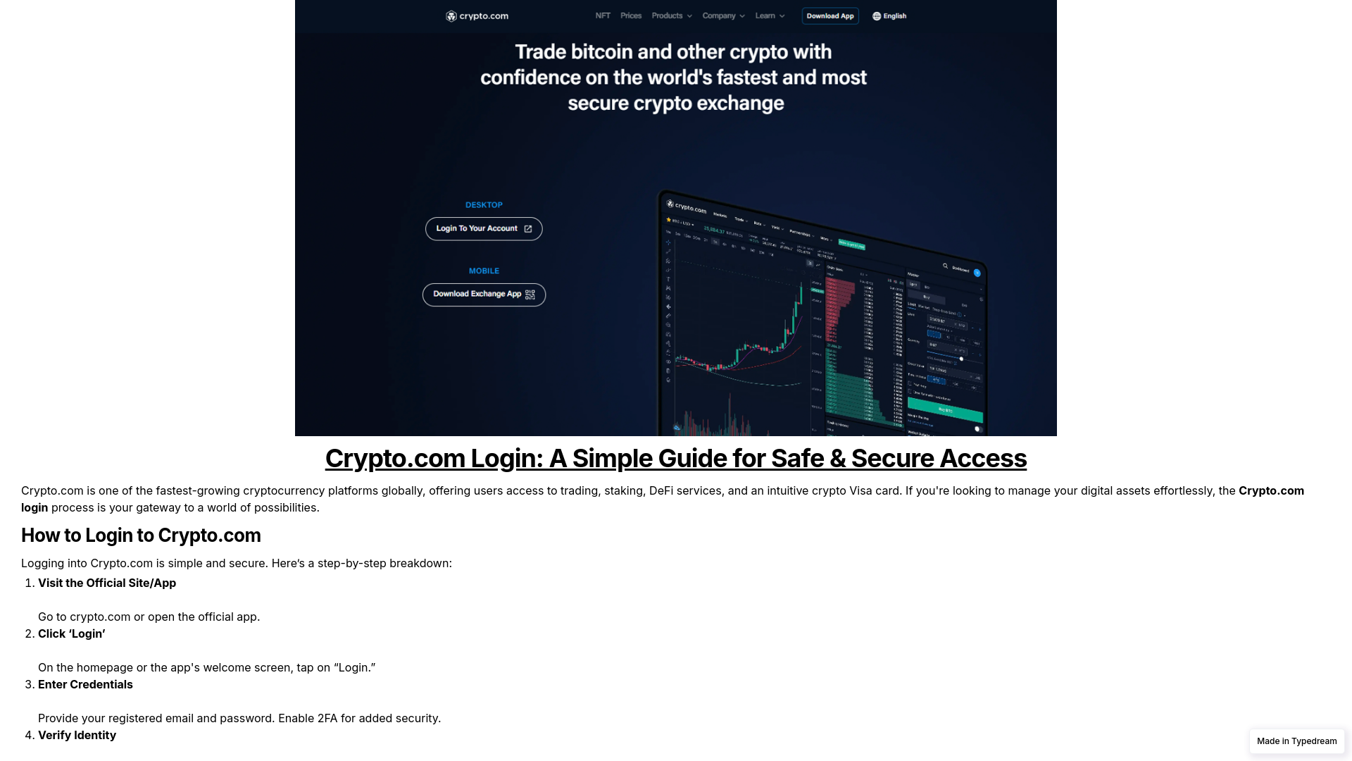 website screenshot of https://help-cryptocom-docs.typedream.app/