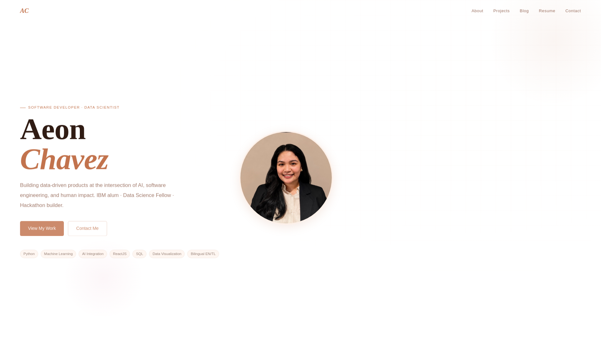 website screenshot of https://aeonchavez.info/