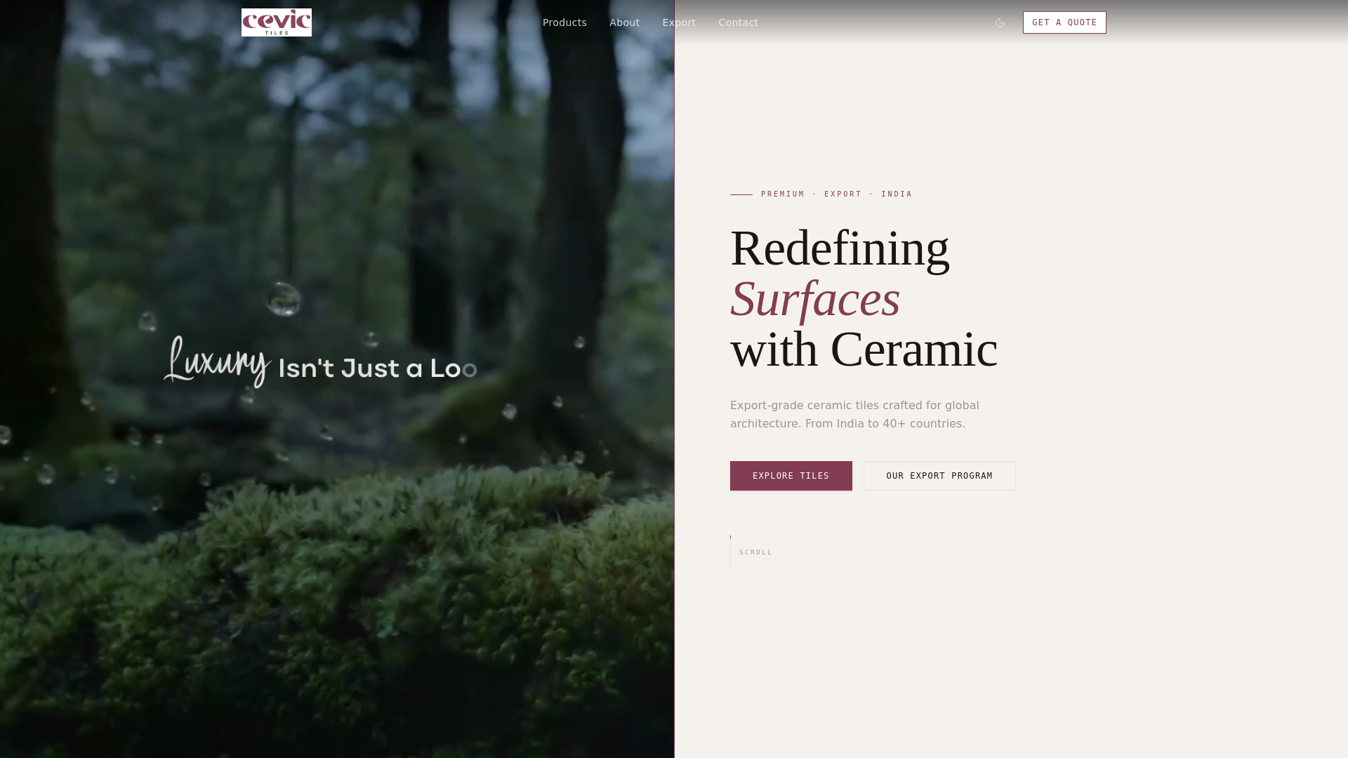 website screenshot of https://cevictiles.com