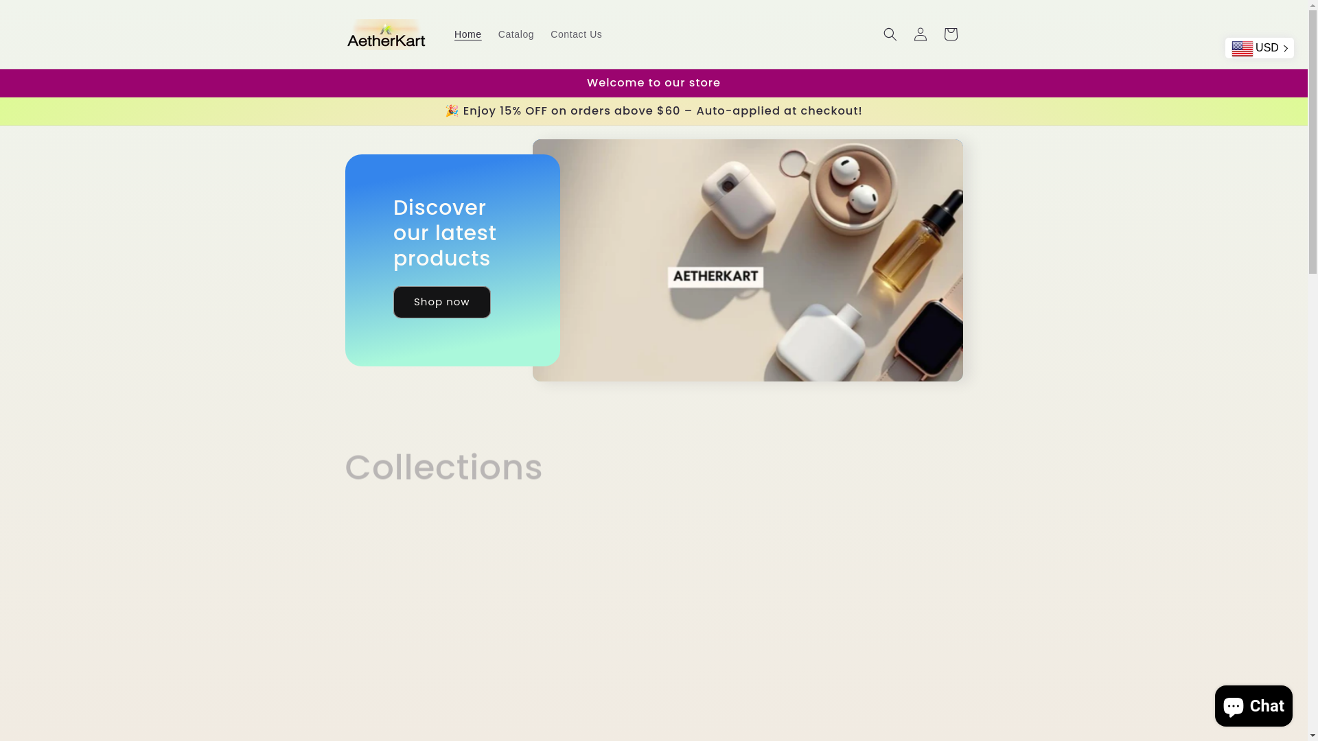 website screenshot of https://aetherkart.store/