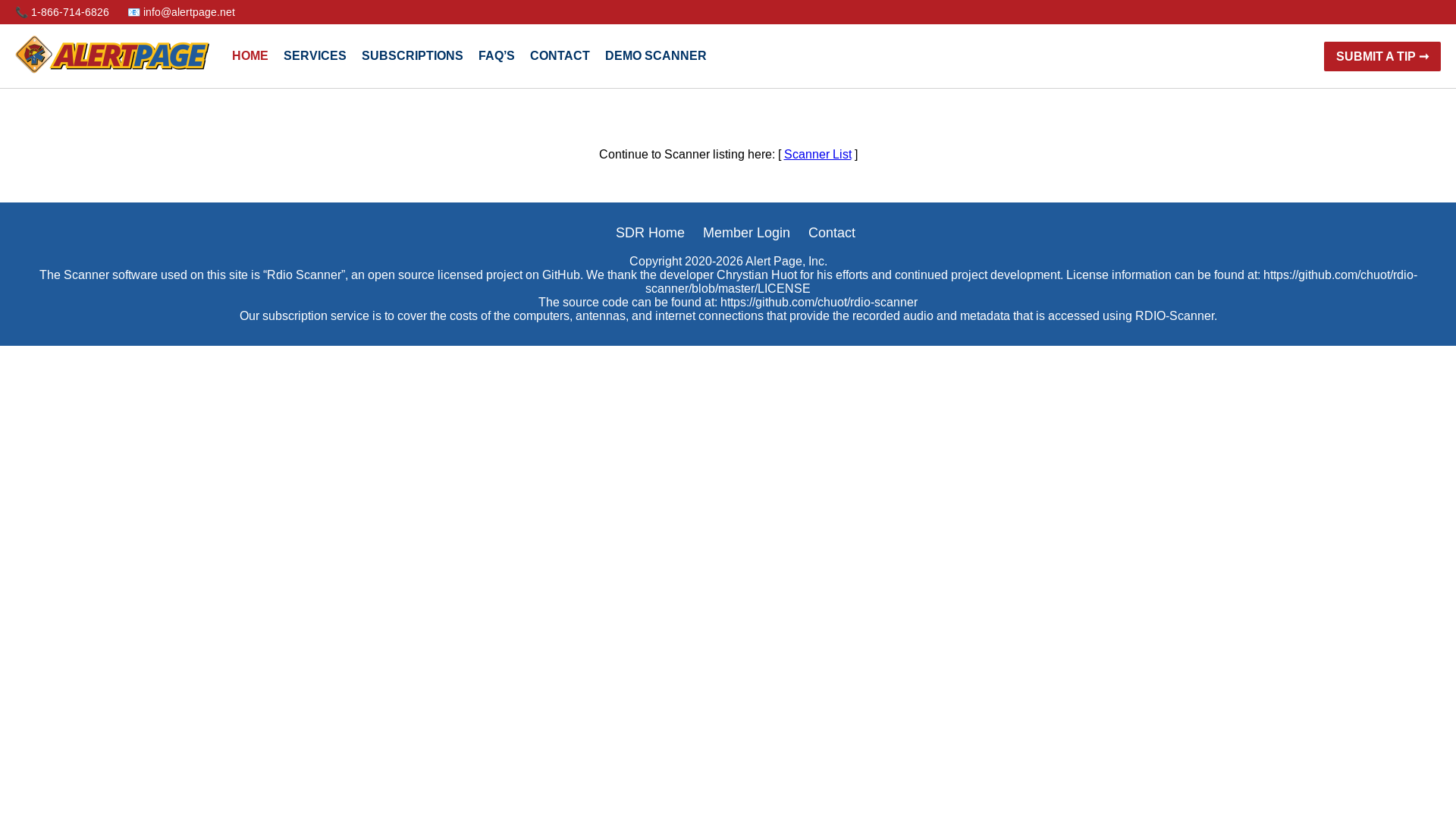 website screenshot of https://rdio.alertpagesdr.com/