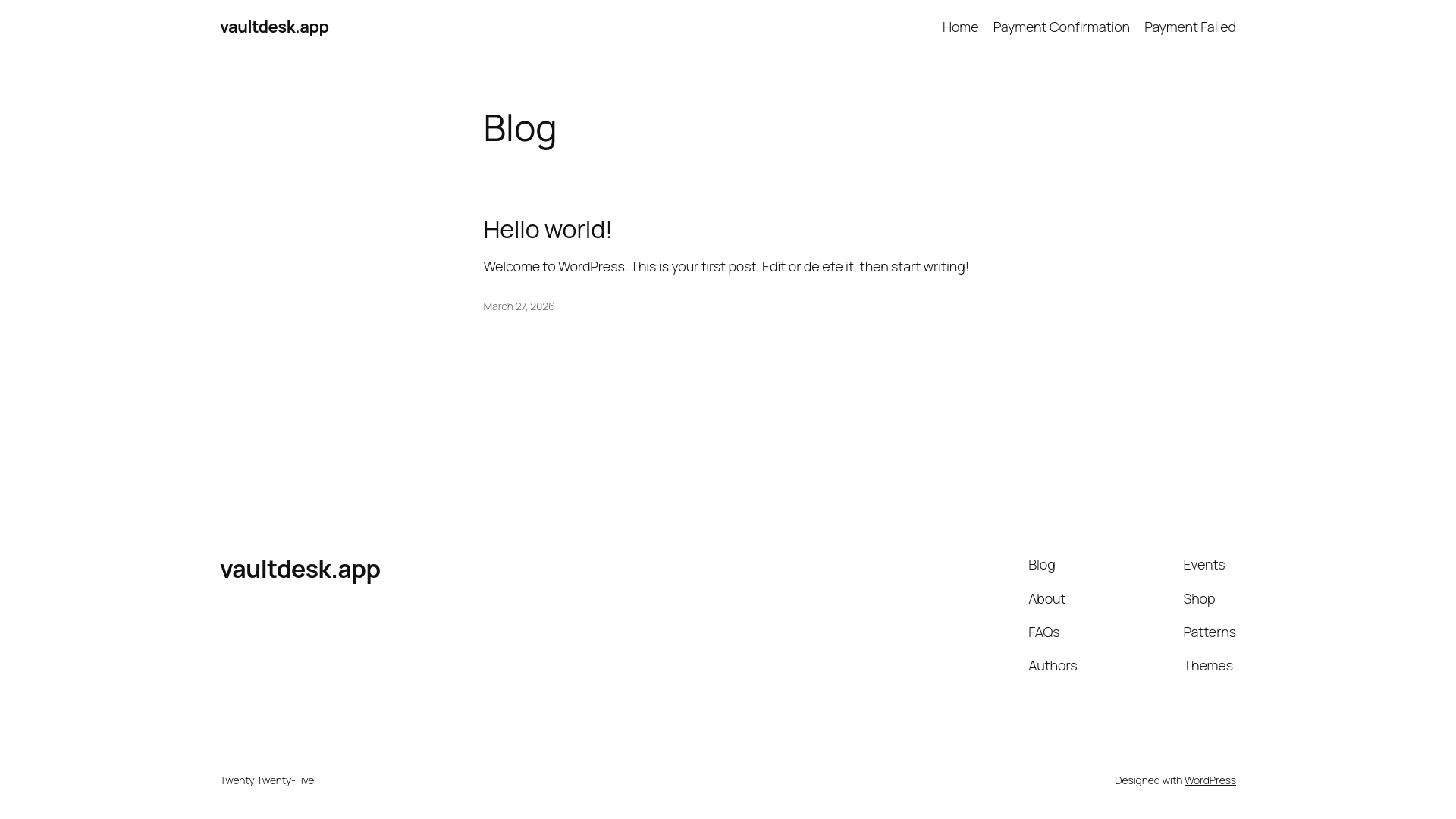 website screenshot of https://vaultdesk.app