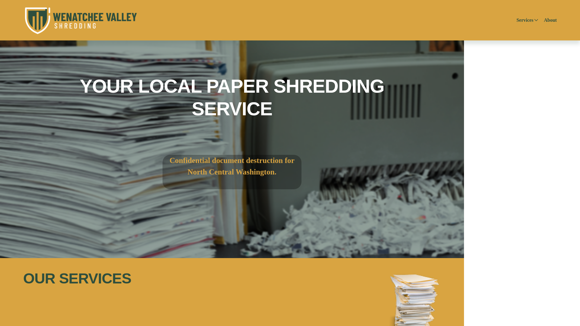 website screenshot of https://wenatcheevalleyshredding.co/