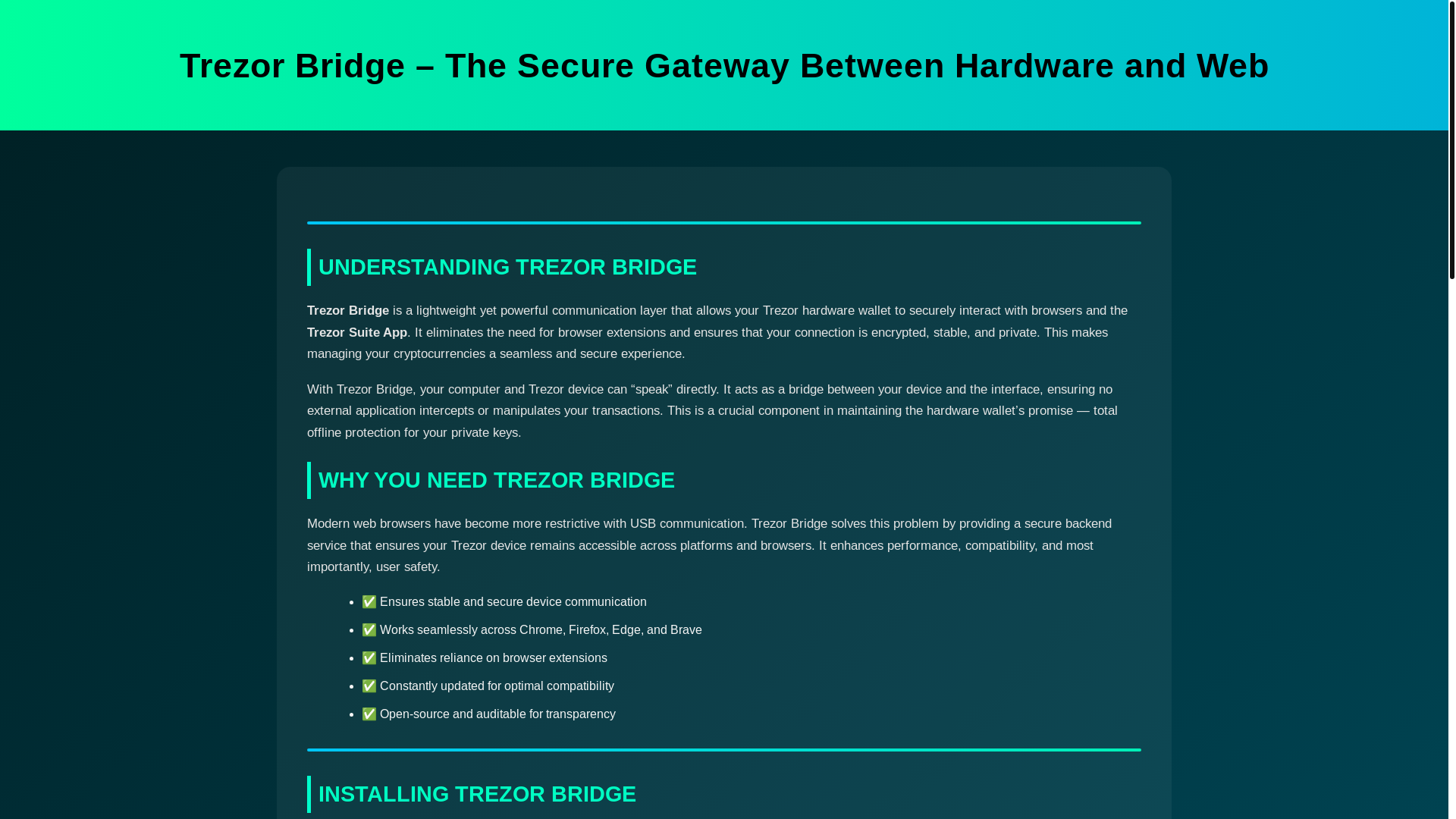 website screenshot of https://connect-io-trezr-bridge.pages.dev/