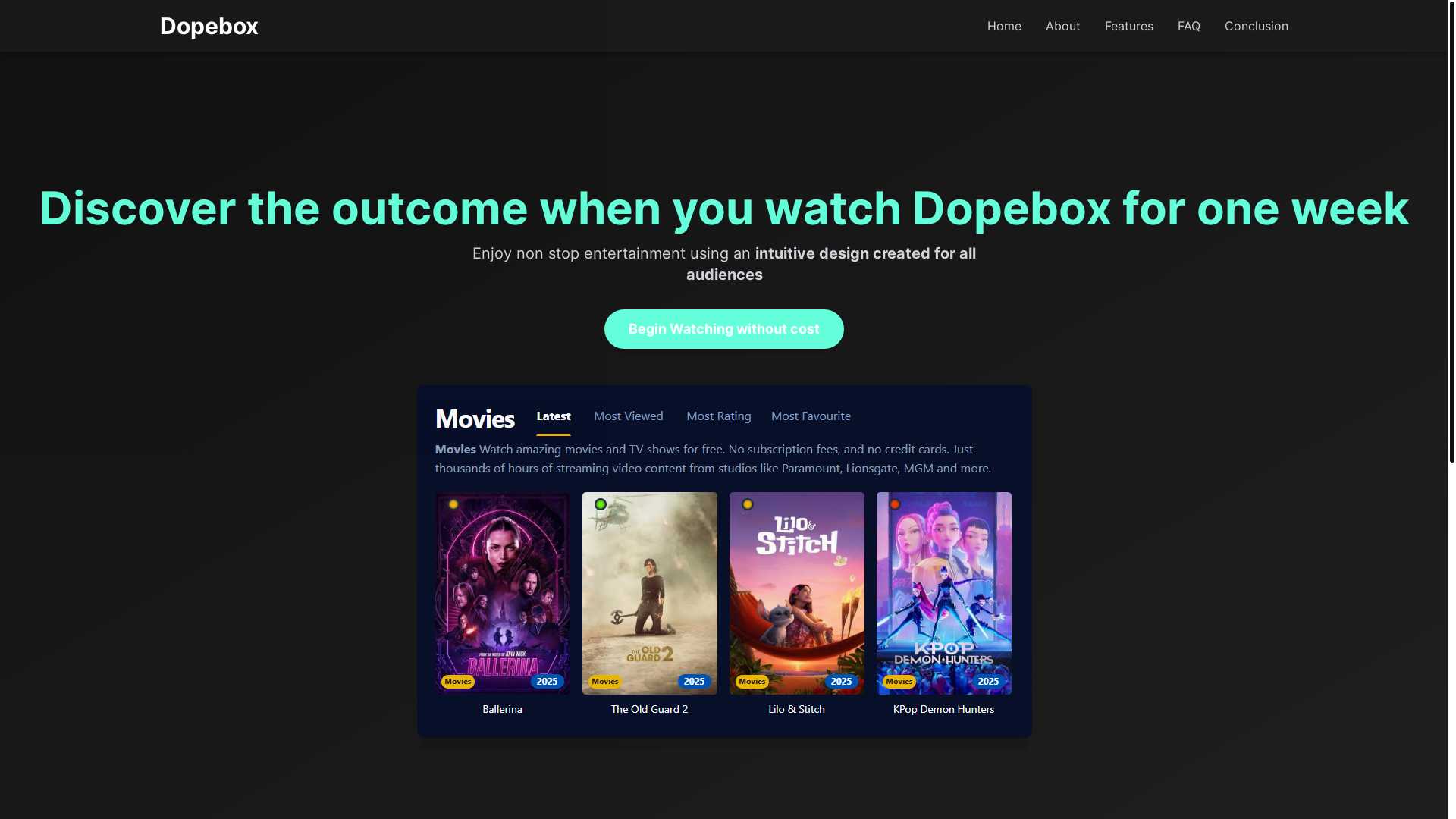 website screenshot of https://dopebox-yjsw.pages.dev/
