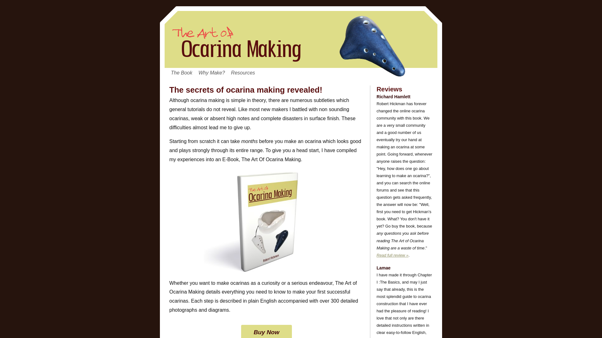 website screenshot of https://ocarinamaking.com/