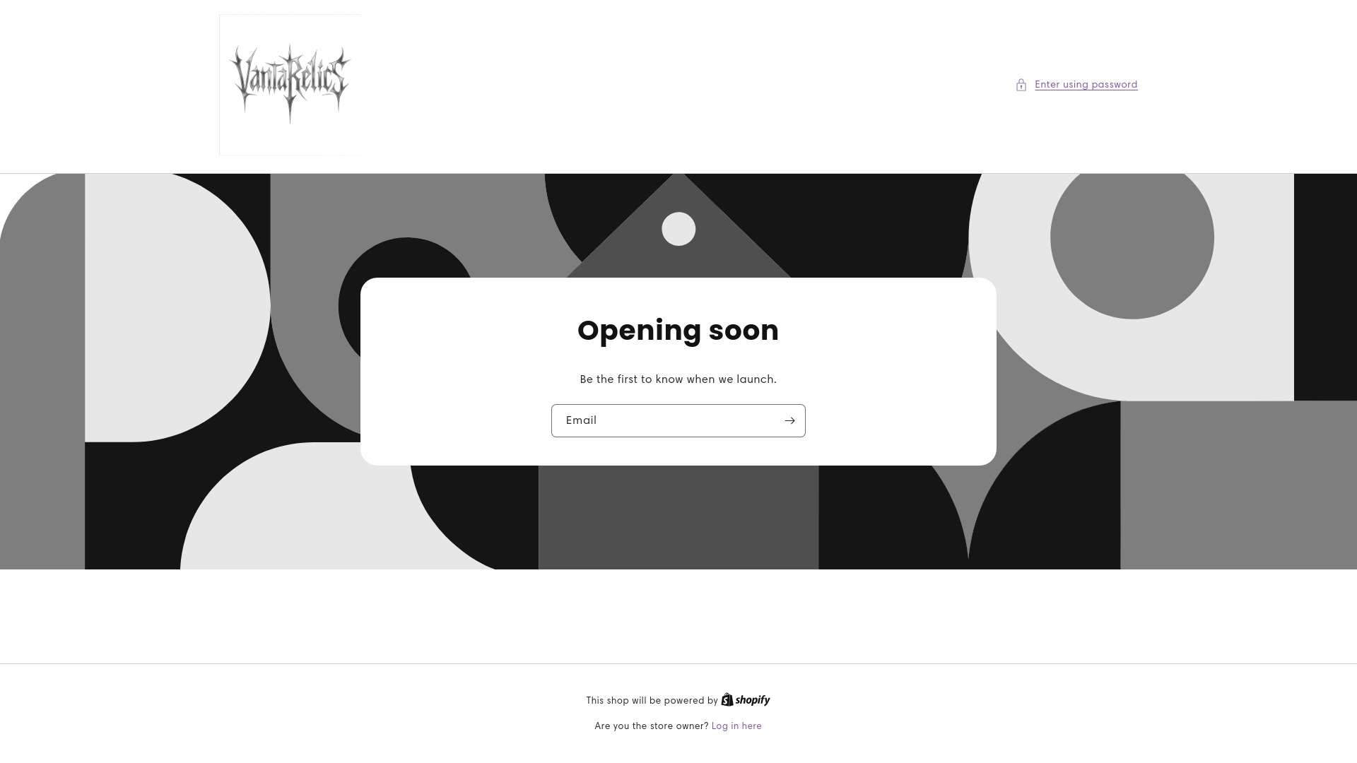 website screenshot of https://vantarelics.com/