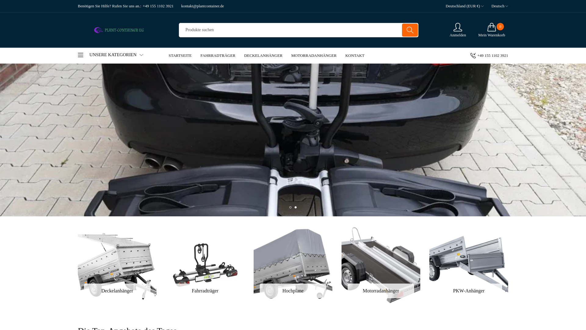 website screenshot of https://plantcontainer.de/