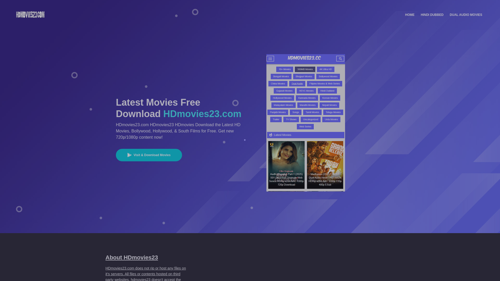 website screenshot of https://hdmovies23.cards/