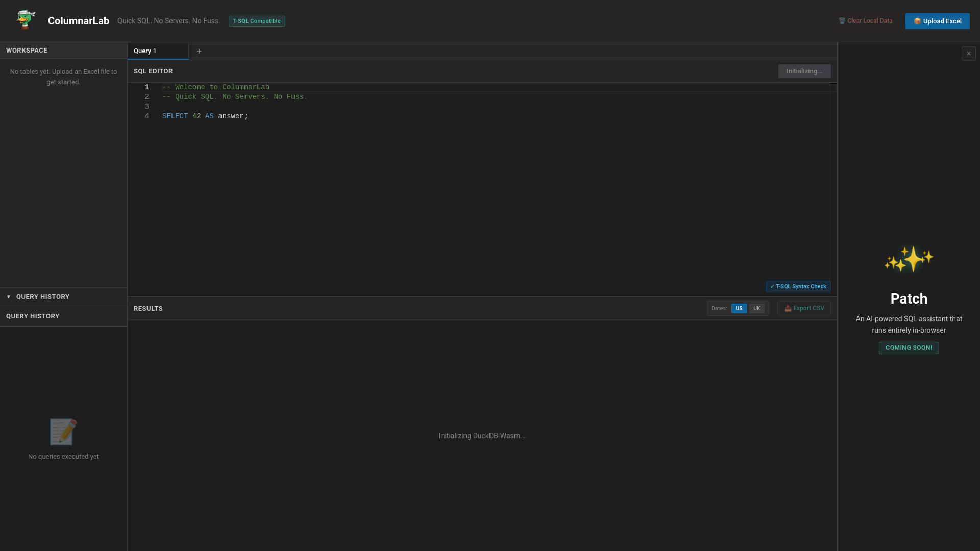 website screenshot of https://cloumnarlab.pages.dev/