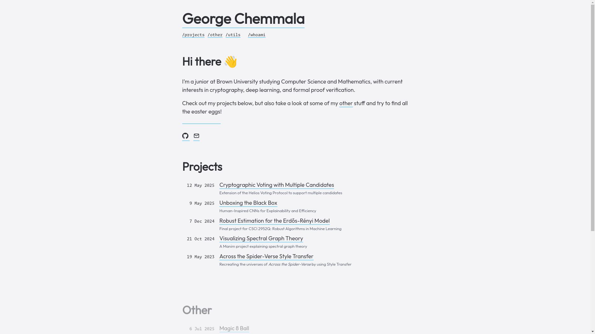 website screenshot of https://george.chemmala.com/
