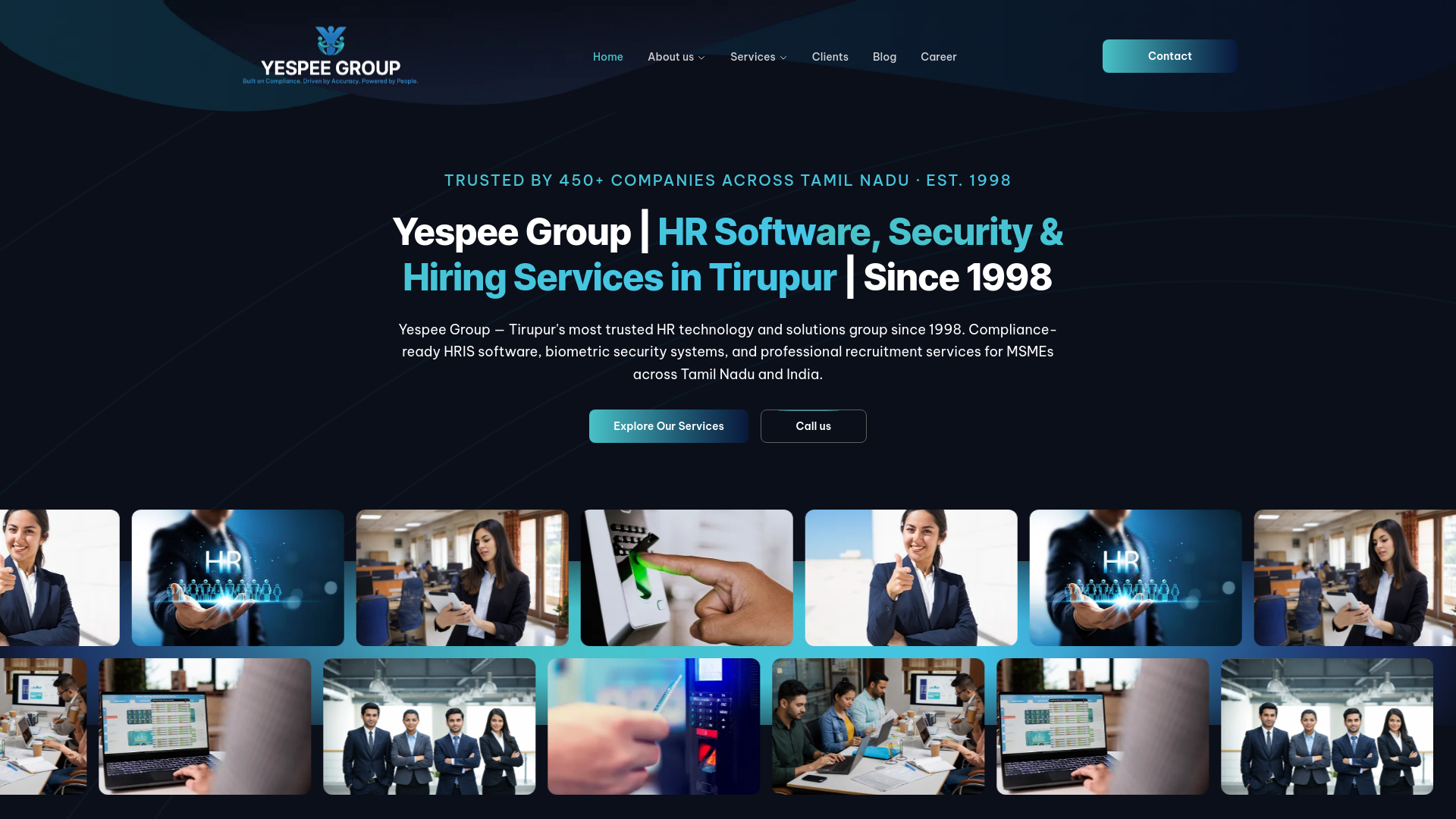 website screenshot of https://yespeegroup.in