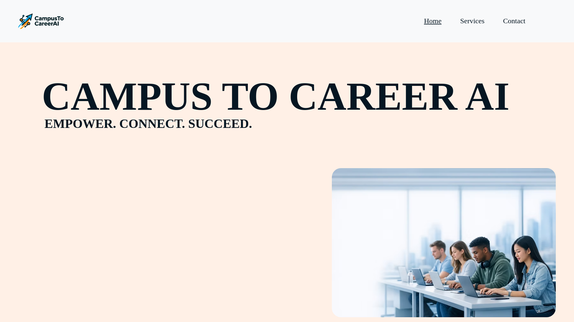 website screenshot of https://campustocareerai.com
