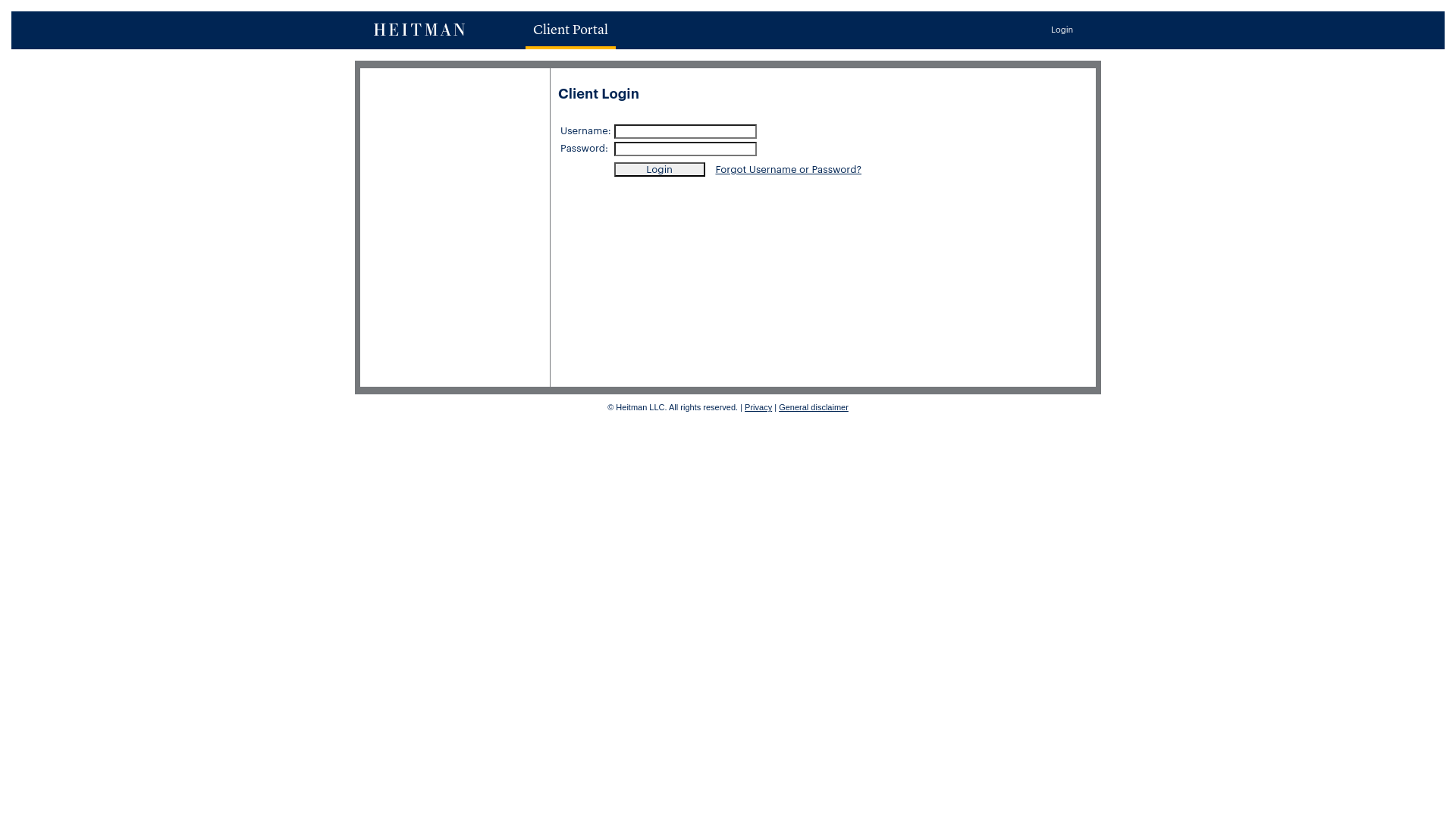 website screenshot of https://extranet.heitman.com/logon.aspx