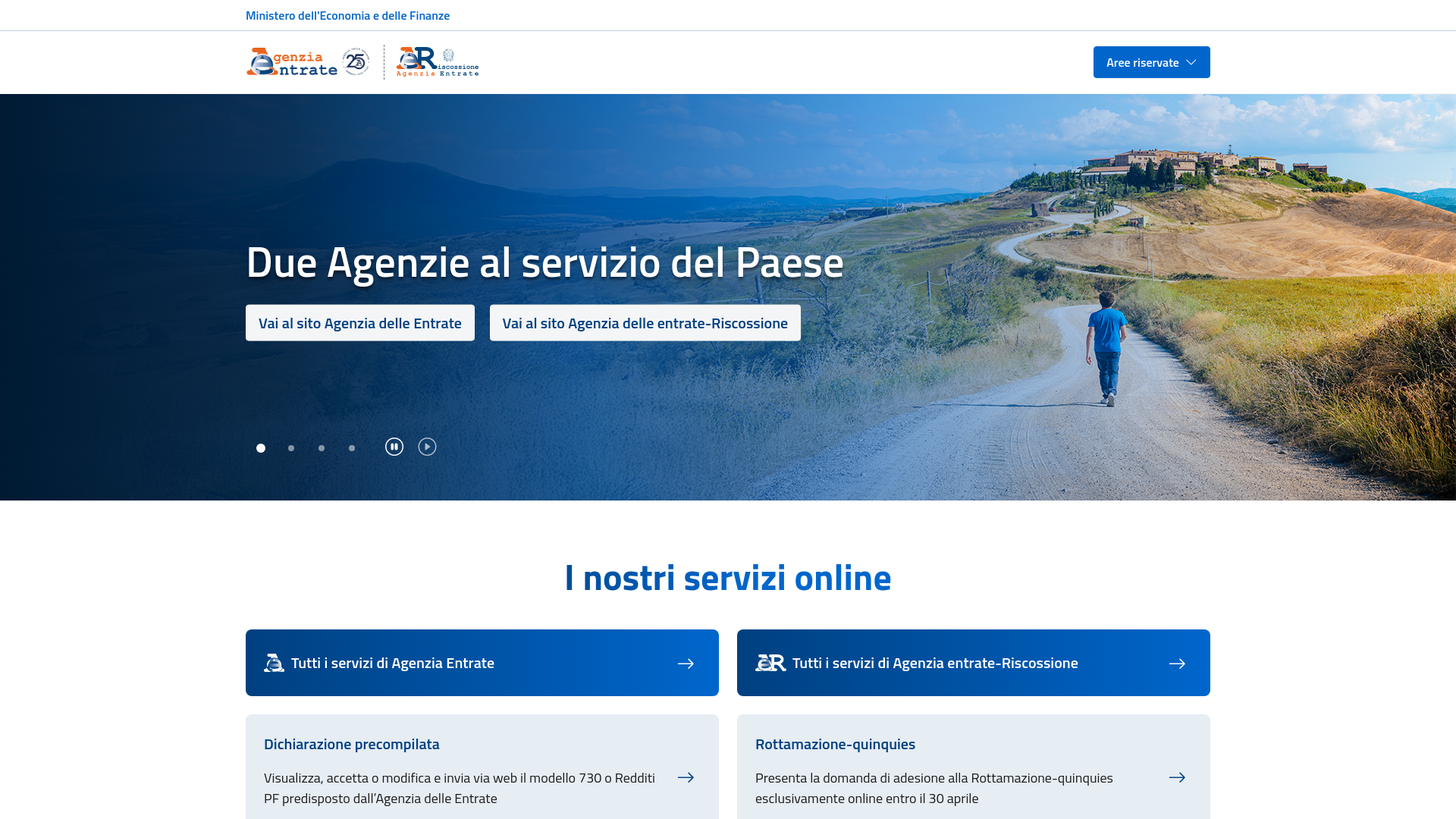 website screenshot of https://agenziaentrate.gov.it/