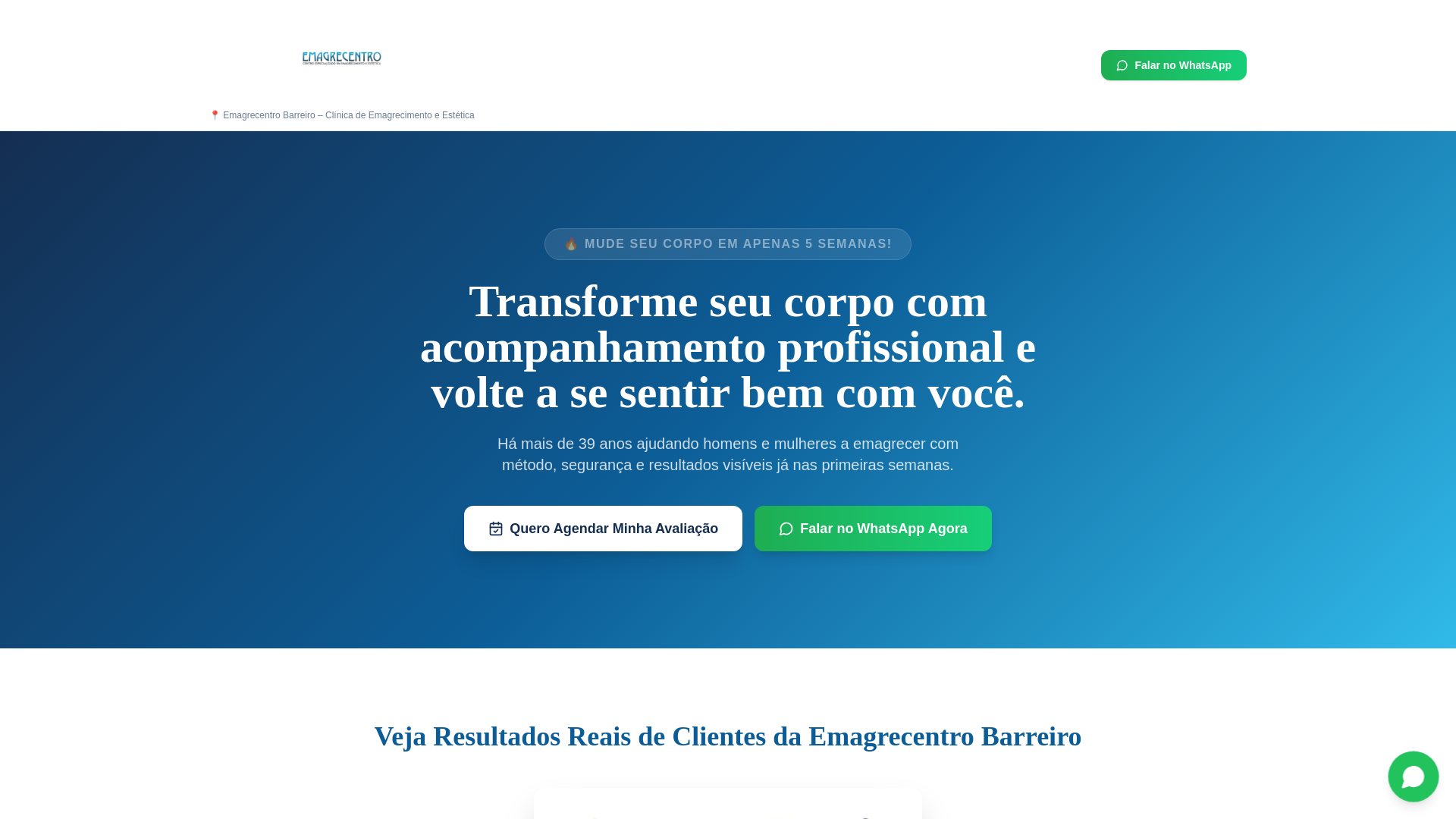 website screenshot of https://emagrecentrobarreiro.com.br/