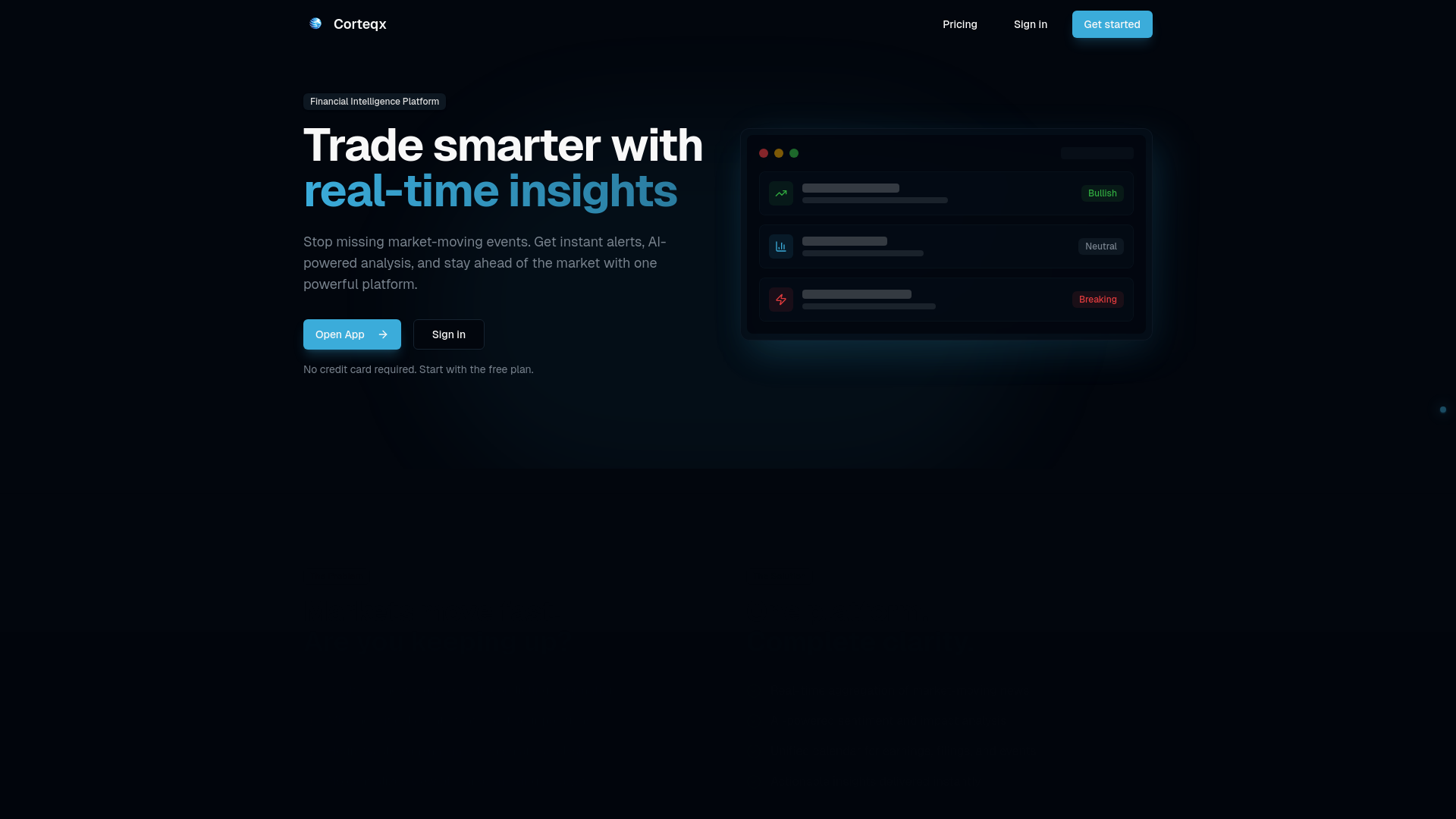 website screenshot of https://corteqx.com/