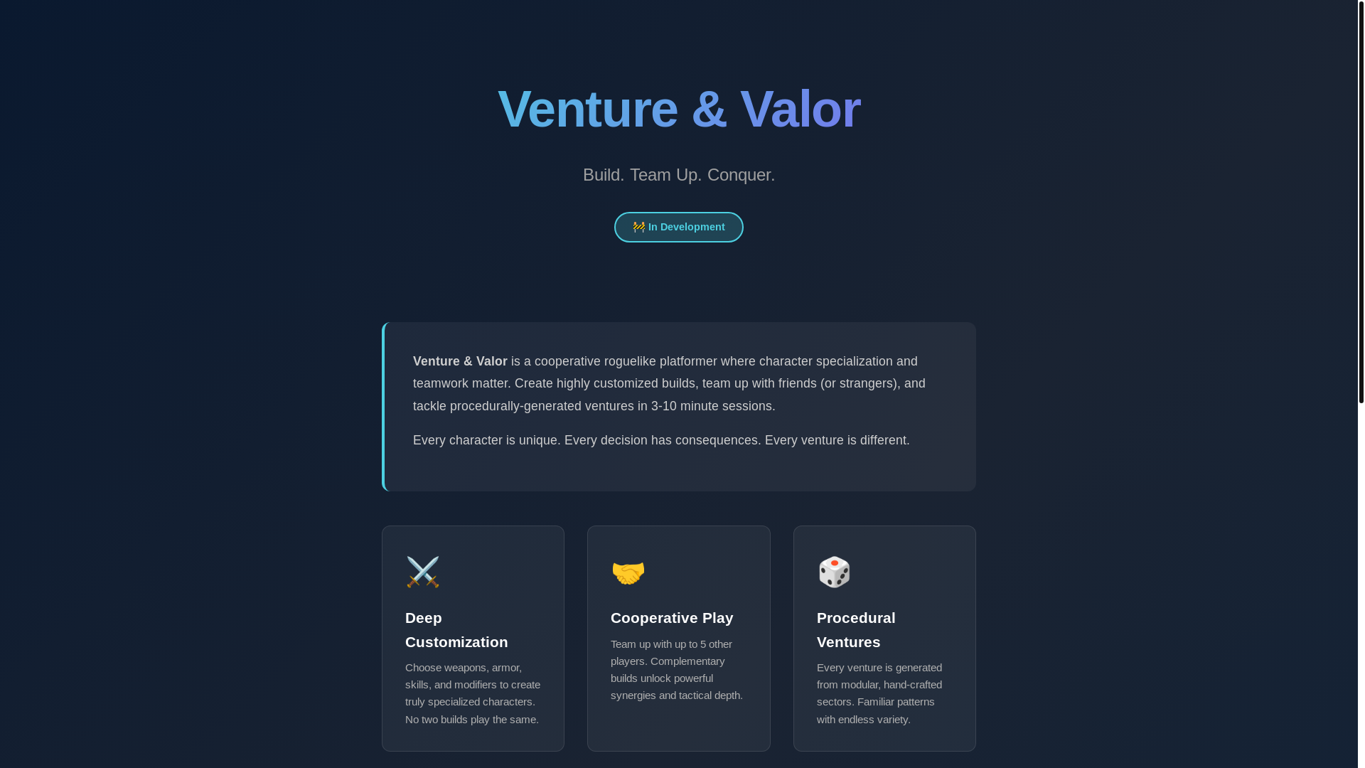 website screenshot of https://venturevalor.pages.dev/