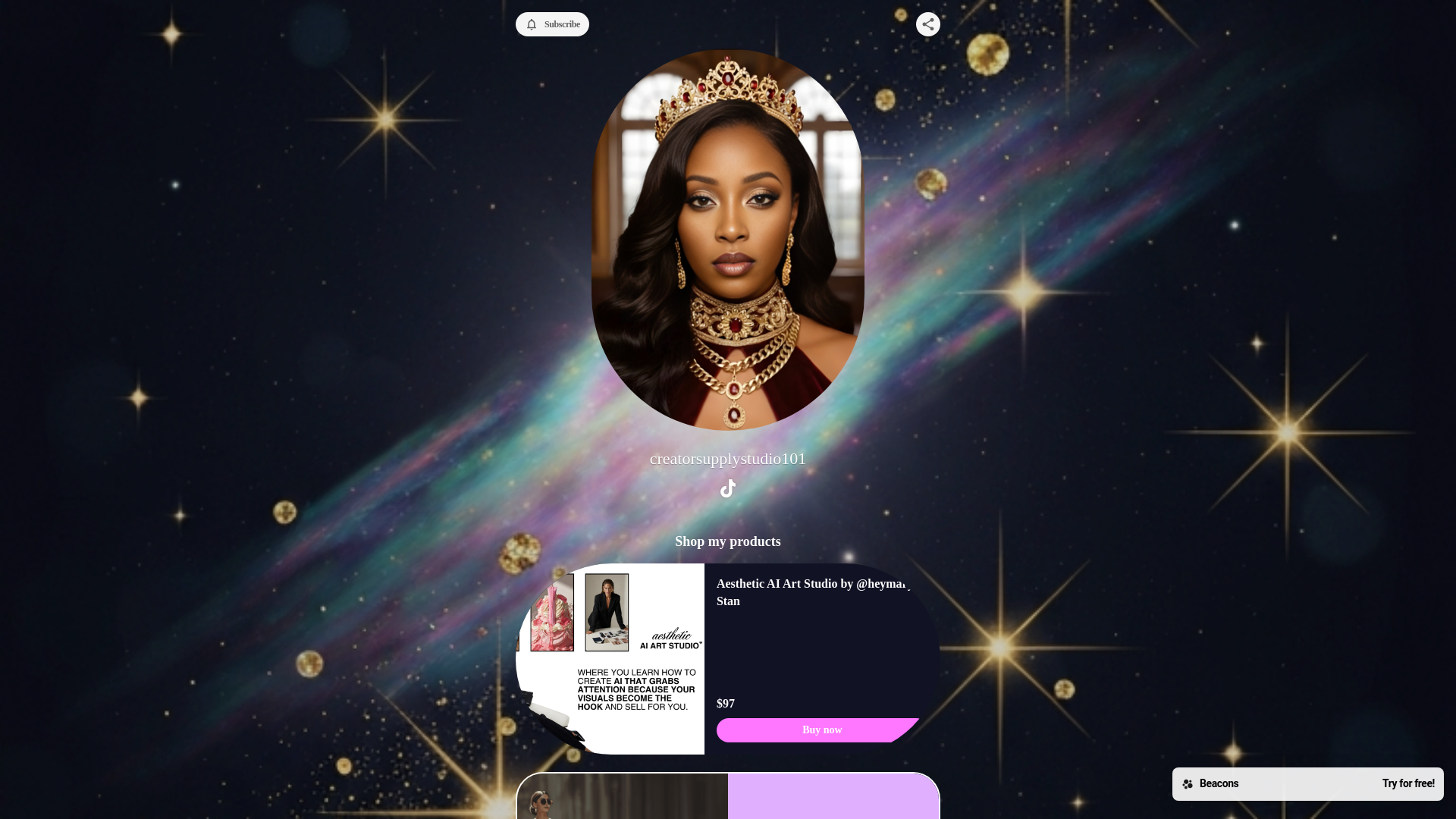 website screenshot of https://creatorsupplystudio101.com/