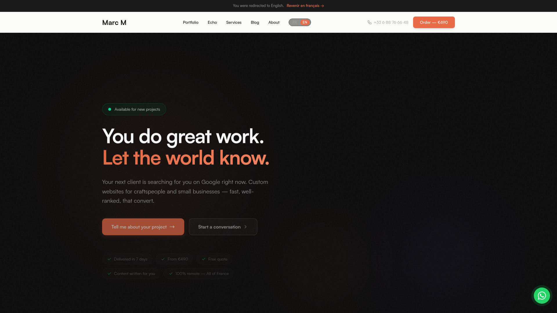 website screenshot of https://marcm-web.com/