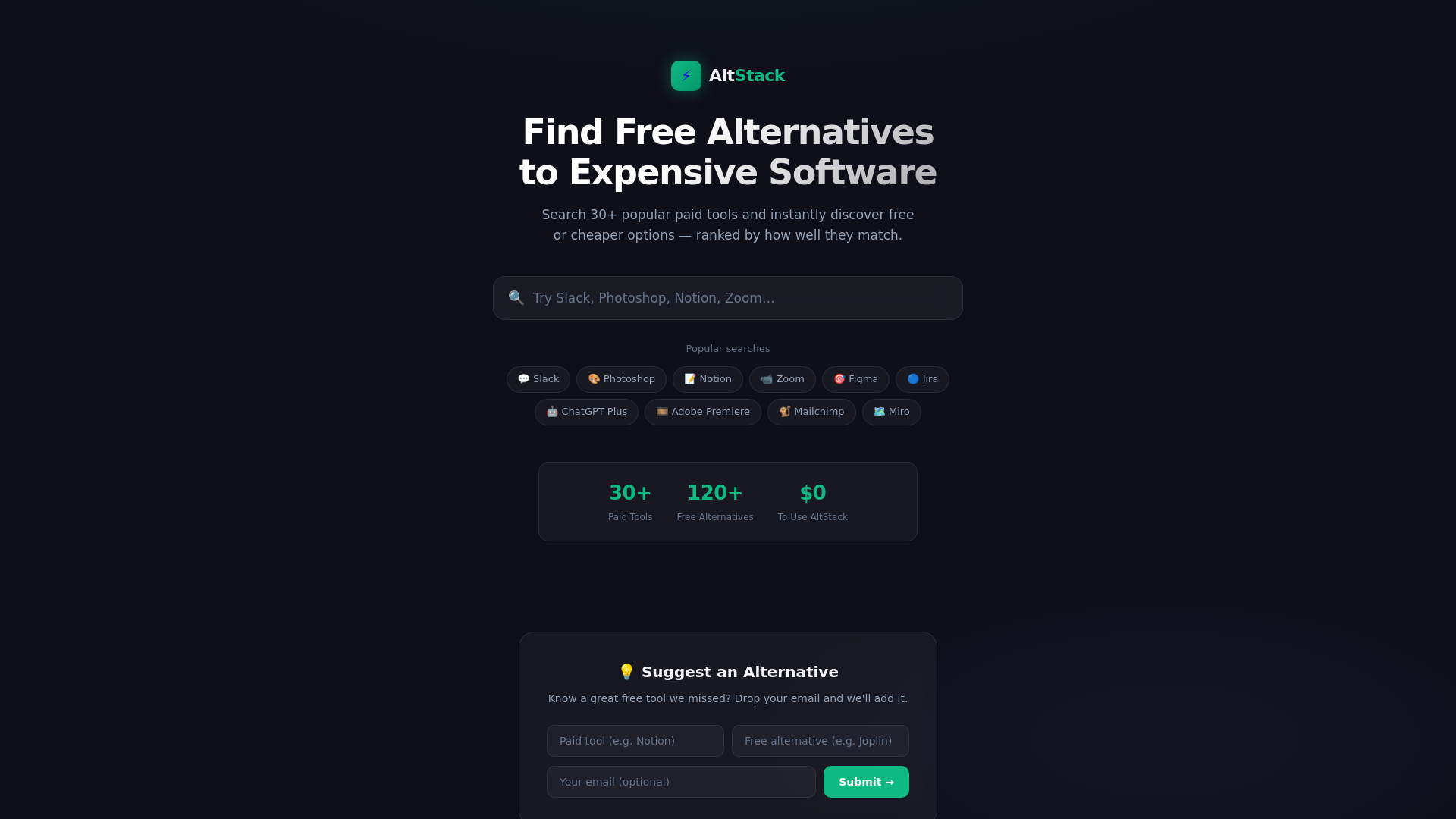 website screenshot of https://altstack.pages.dev/