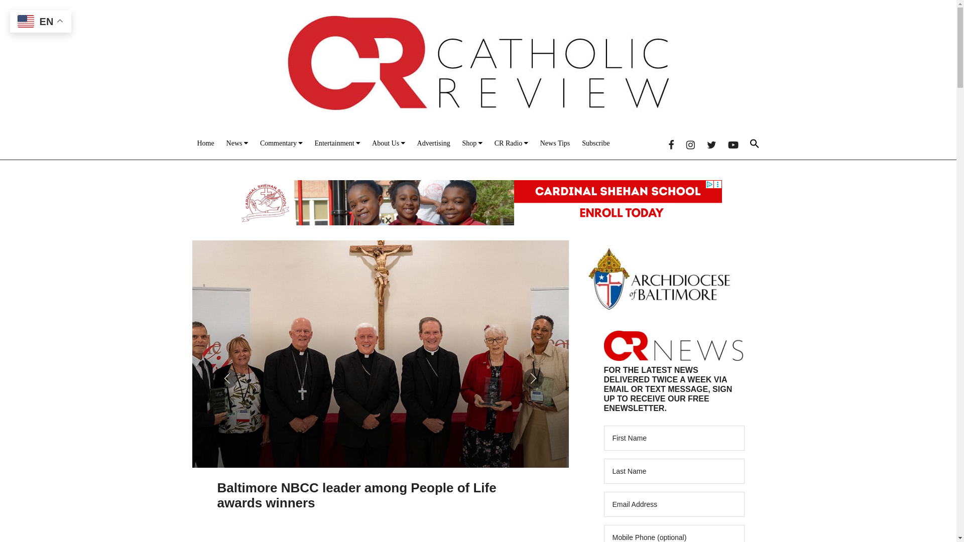 website screenshot of https://catholicreviewmedia.org/