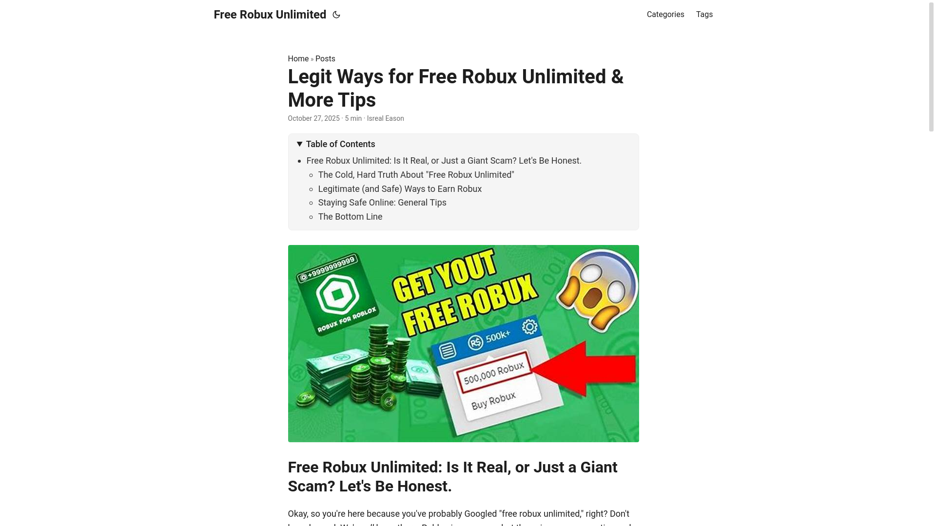 website screenshot of https://free-robux-unlimited.pages.dev/
