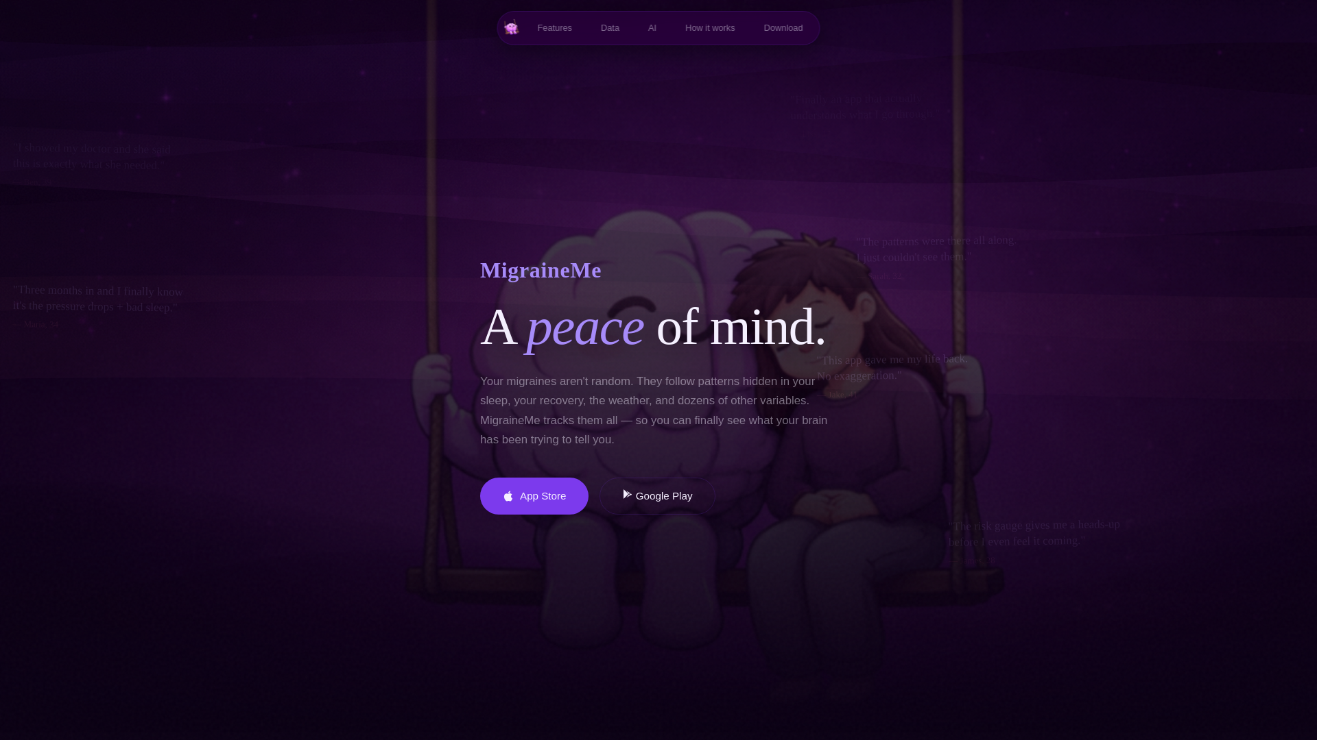 website screenshot of https://migraineme.pages.dev/