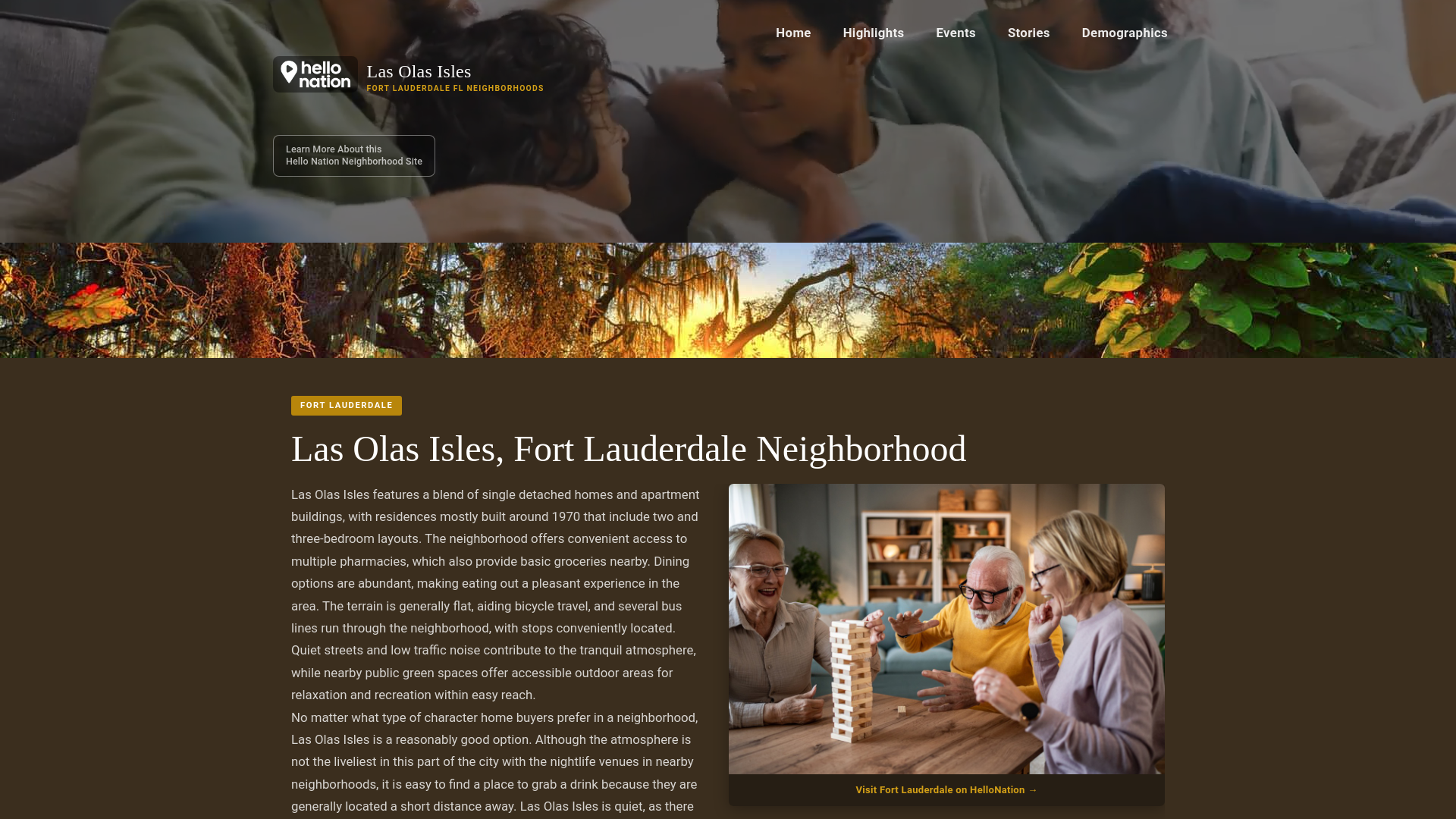 website screenshot of https://lasolasislesfortlauderdaleneighborhood.org/