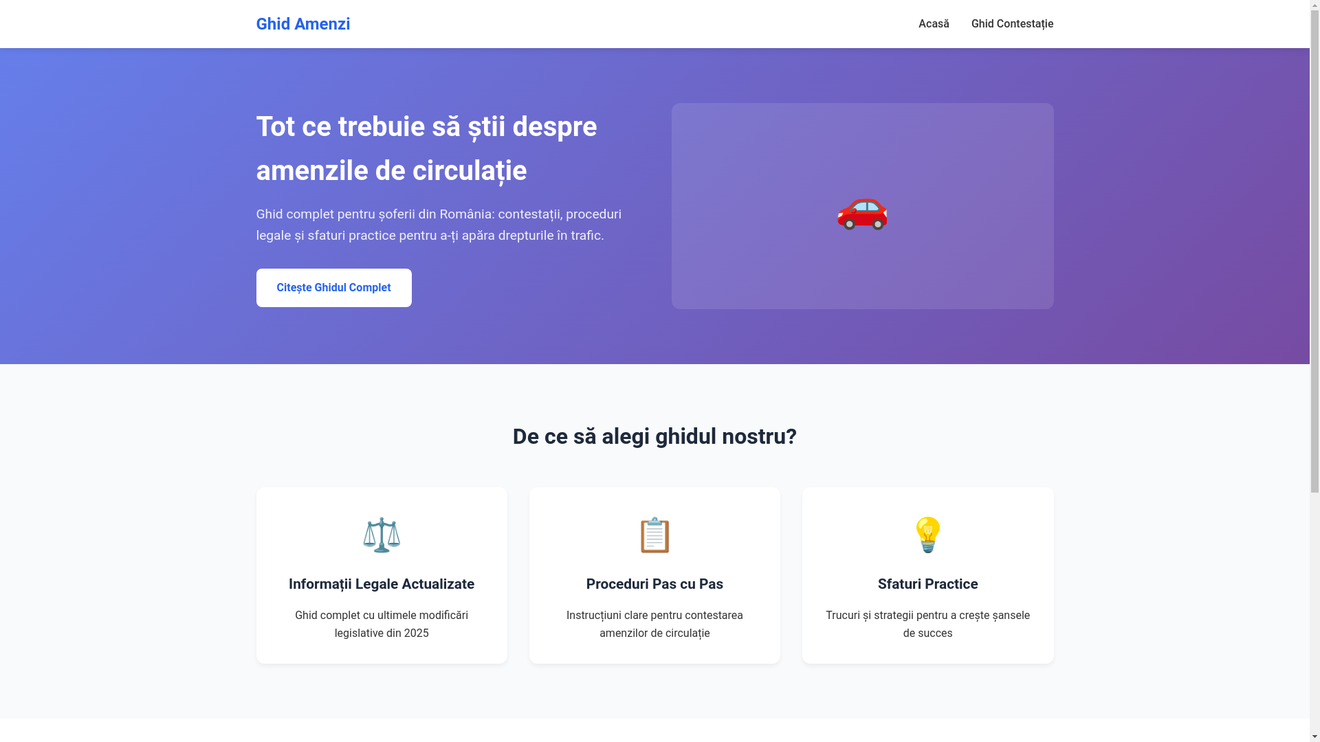 website screenshot of https://ghid-amenzi.site/