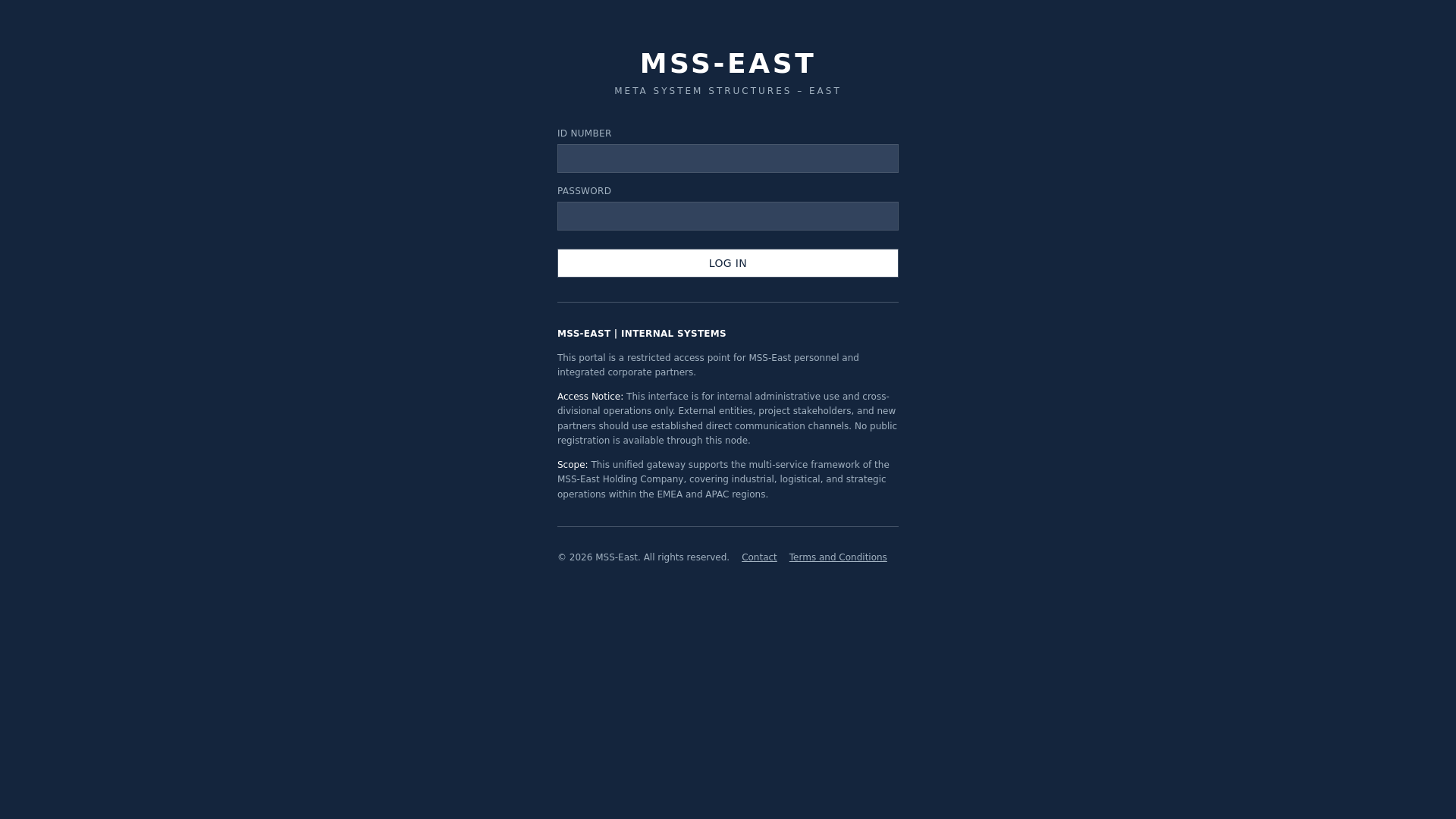 website screenshot of https://mss-east.com