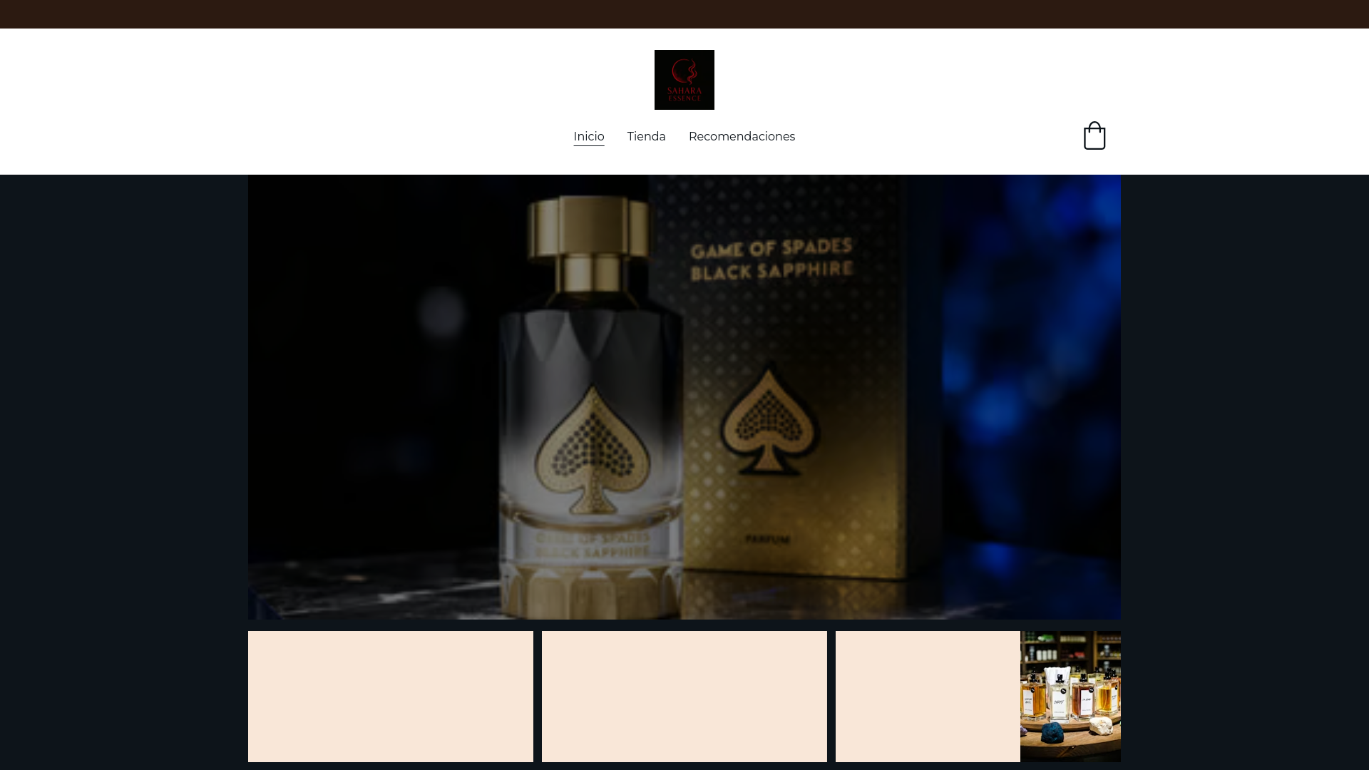 website screenshot of https://saharaessence.store