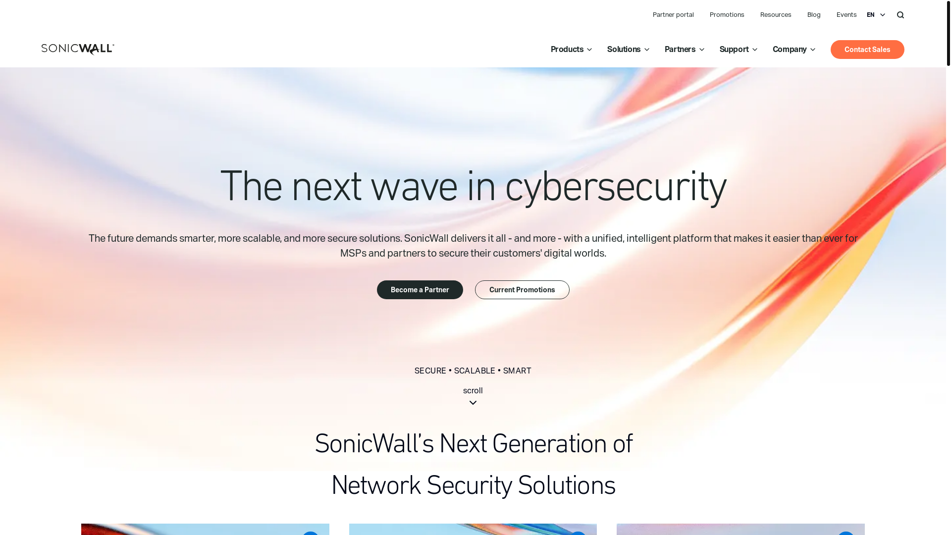 website screenshot of https://sonicwall.com/