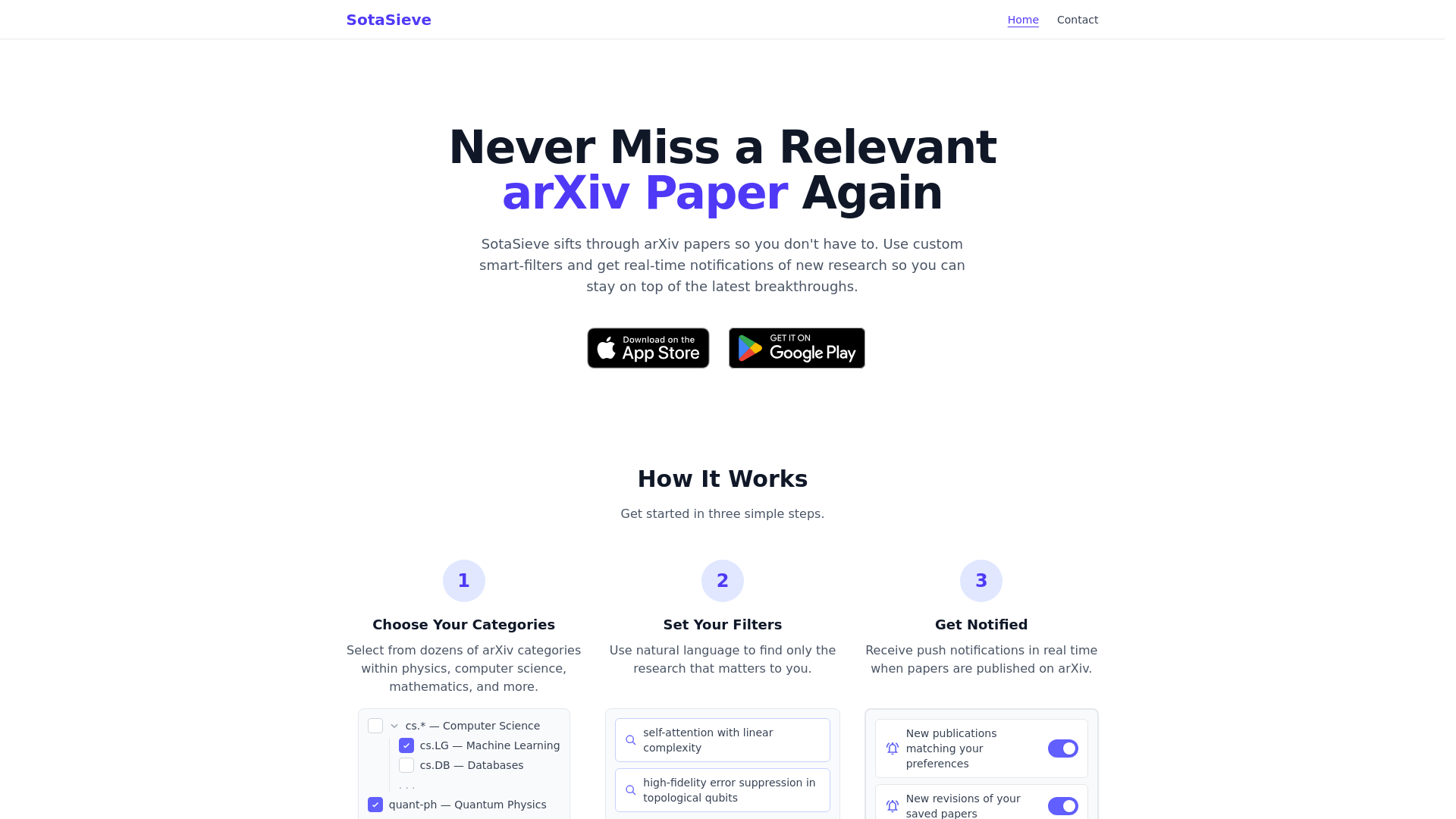 website screenshot of https://sotasieve.com/