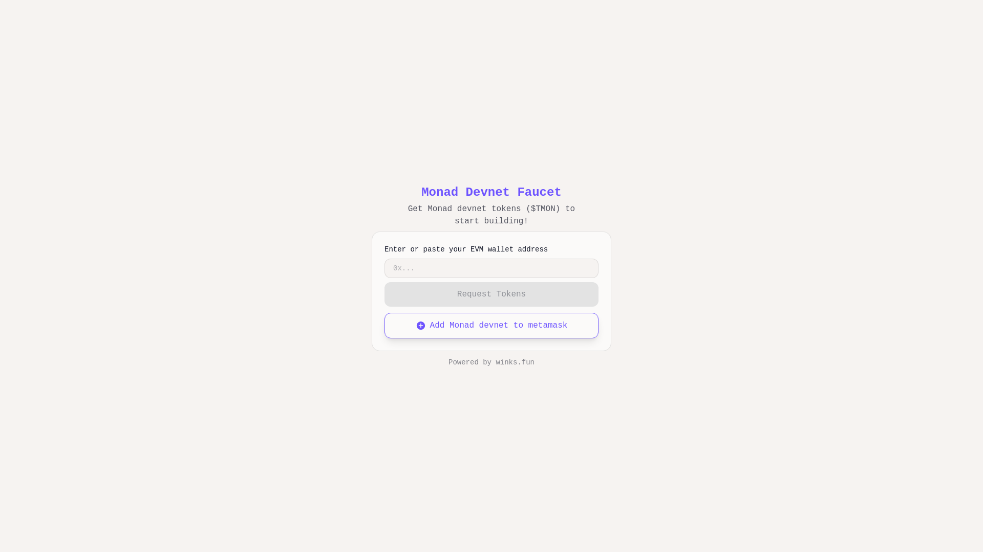 website screenshot of https://monad-faucet-qe5uq.ondigitalocean.app/