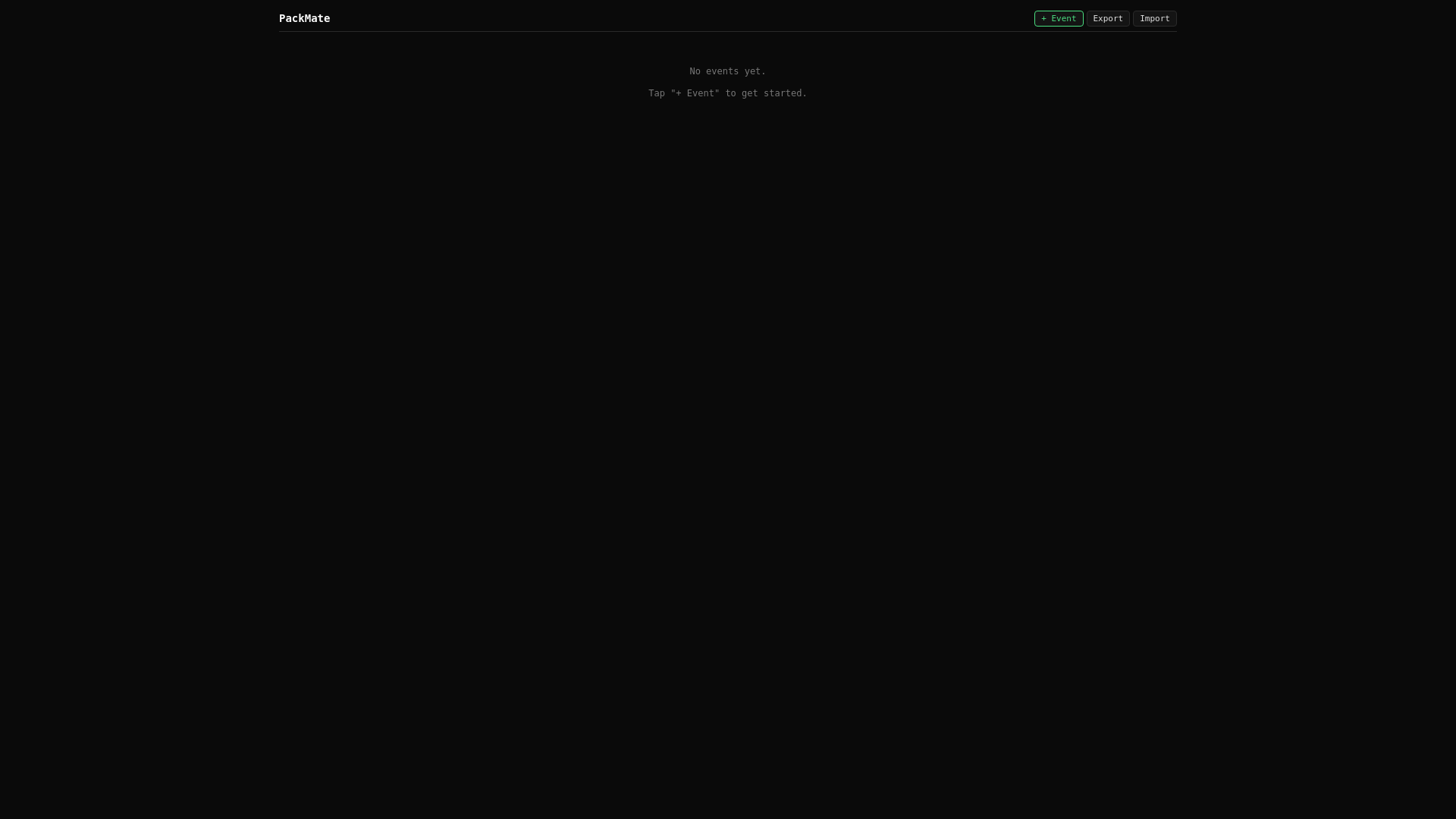 website screenshot of https://packmate-16a.pages.dev/
