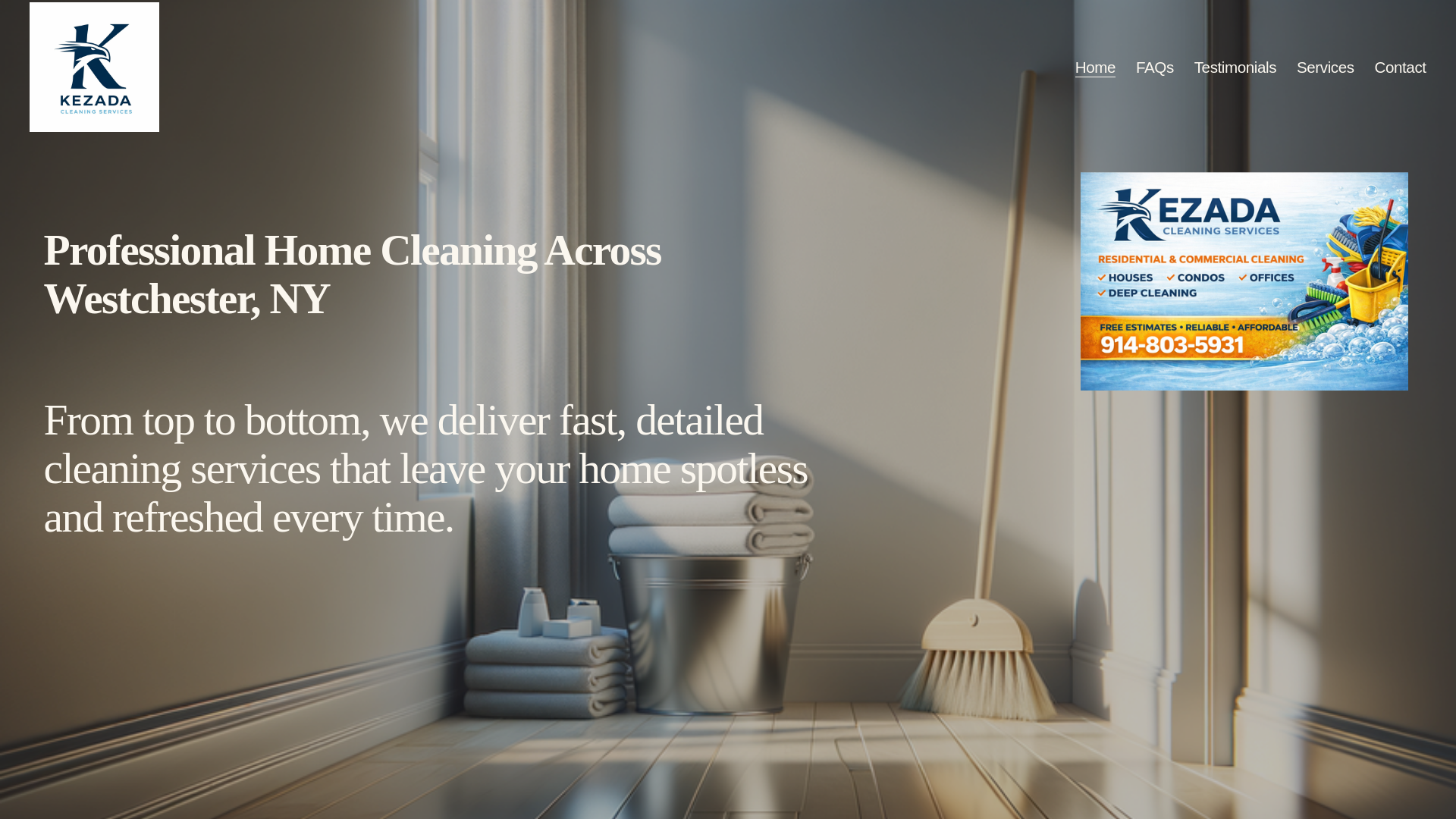 website screenshot of https://kezadacleaningservice.com/