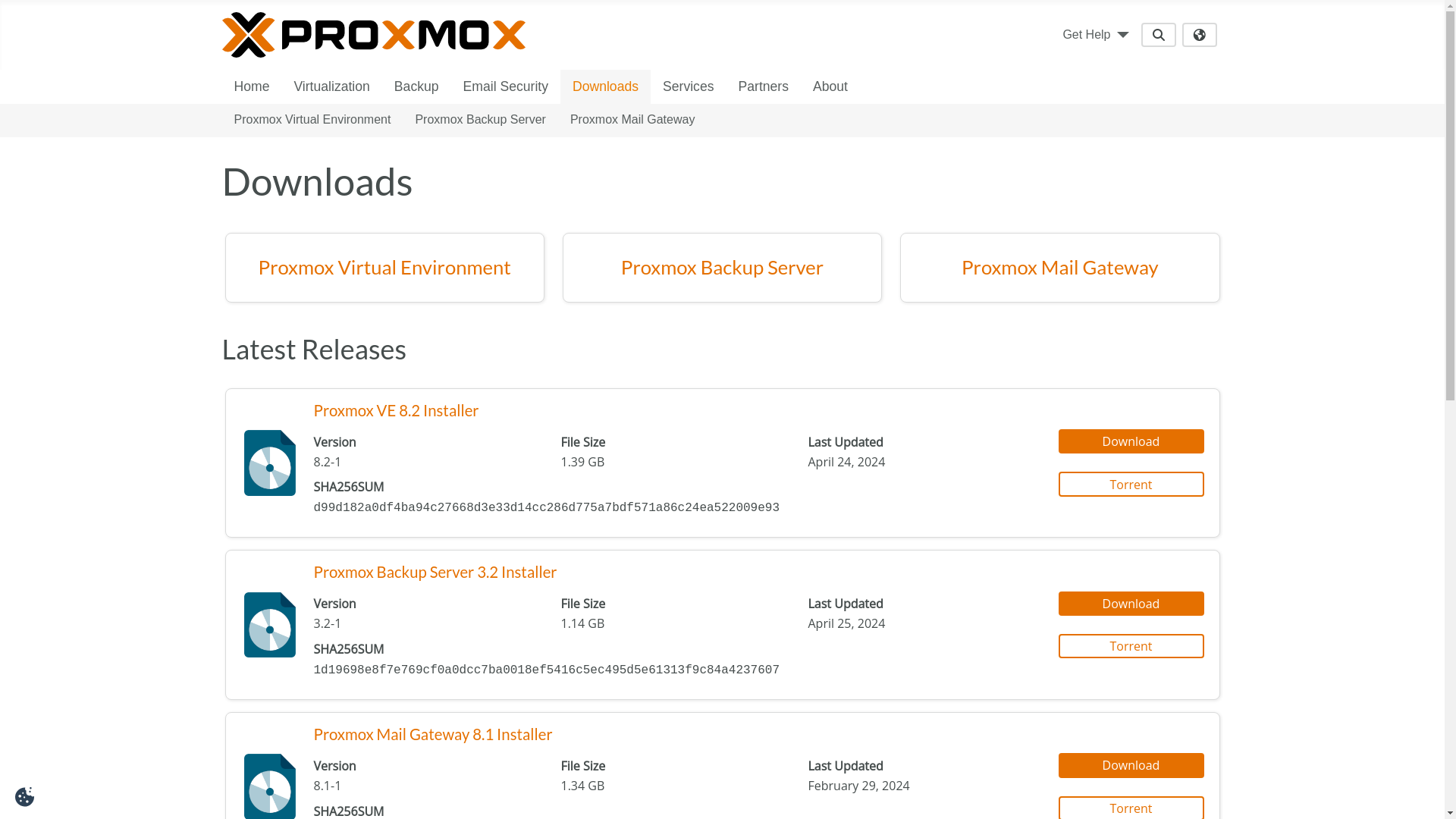 website screenshot of https://proxmax.org/download/index.html