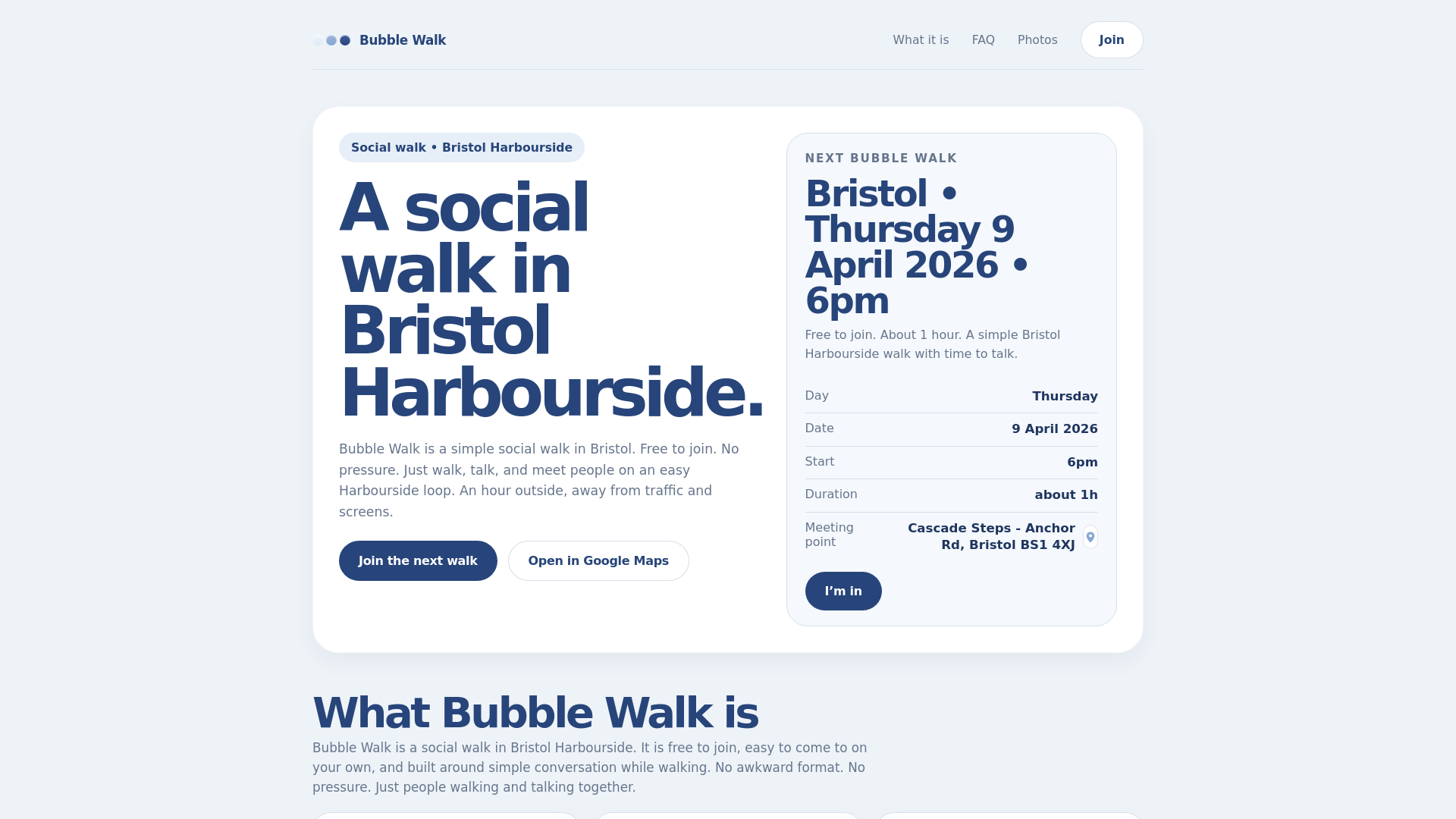 website screenshot of https://bubblewalk.org/