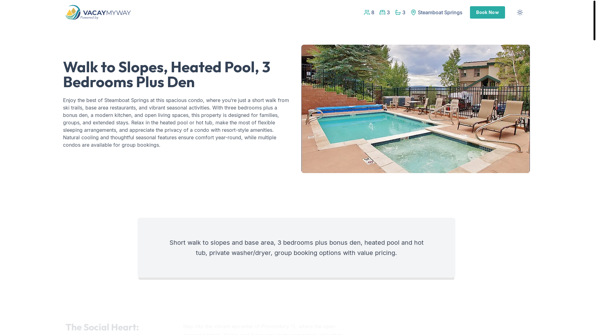 website screenshot of https://easysteamboat.vacations/