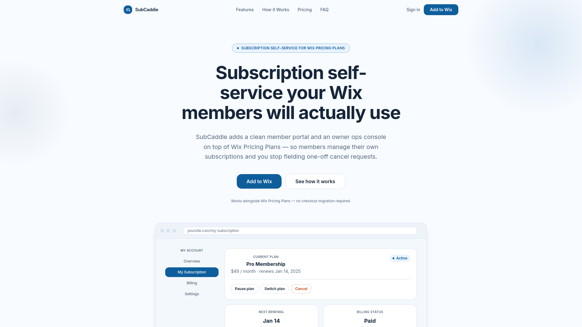 website screenshot of https://subcaddie.pages.dev/