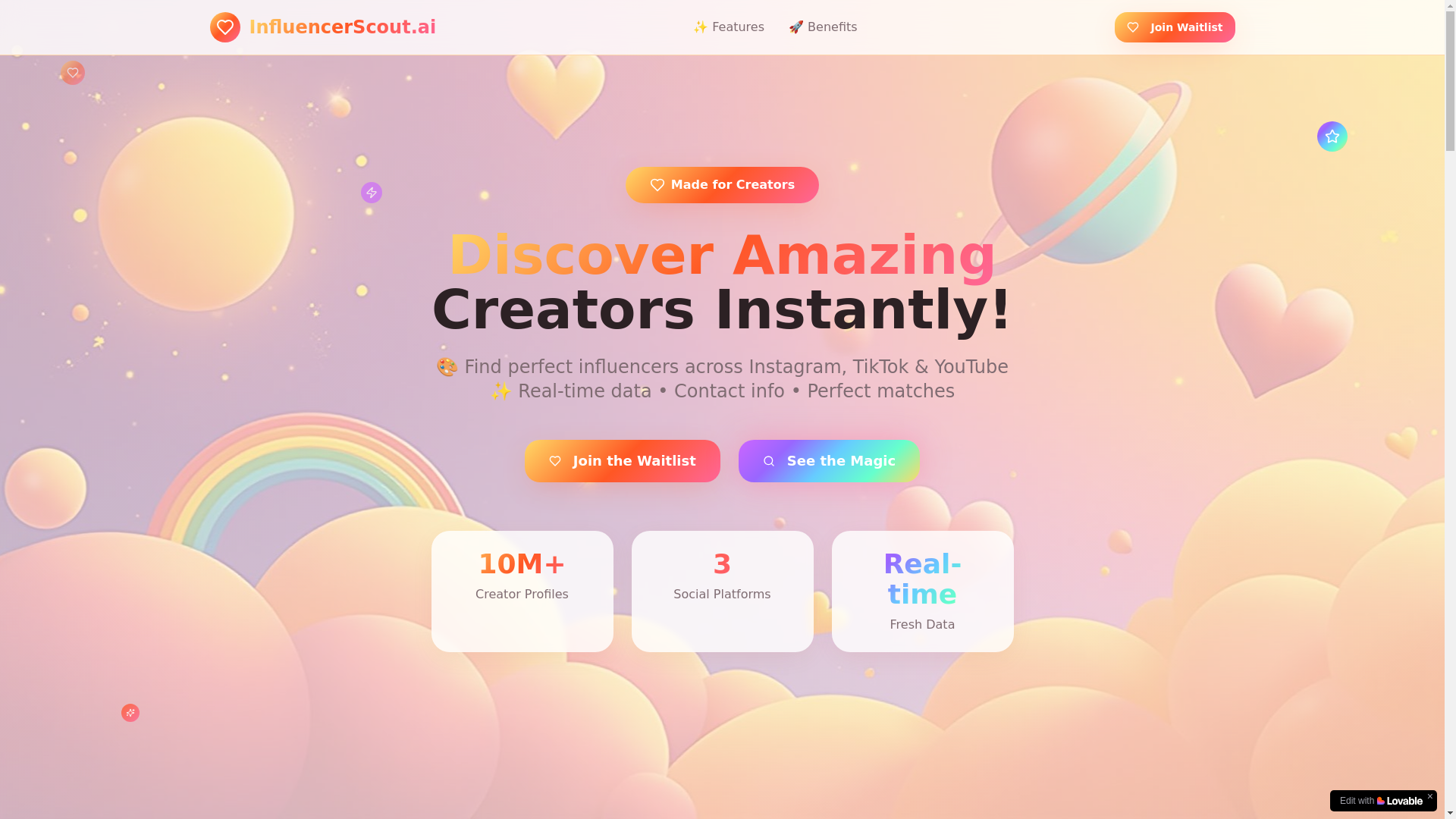 website screenshot of https://influencerscout.ai/