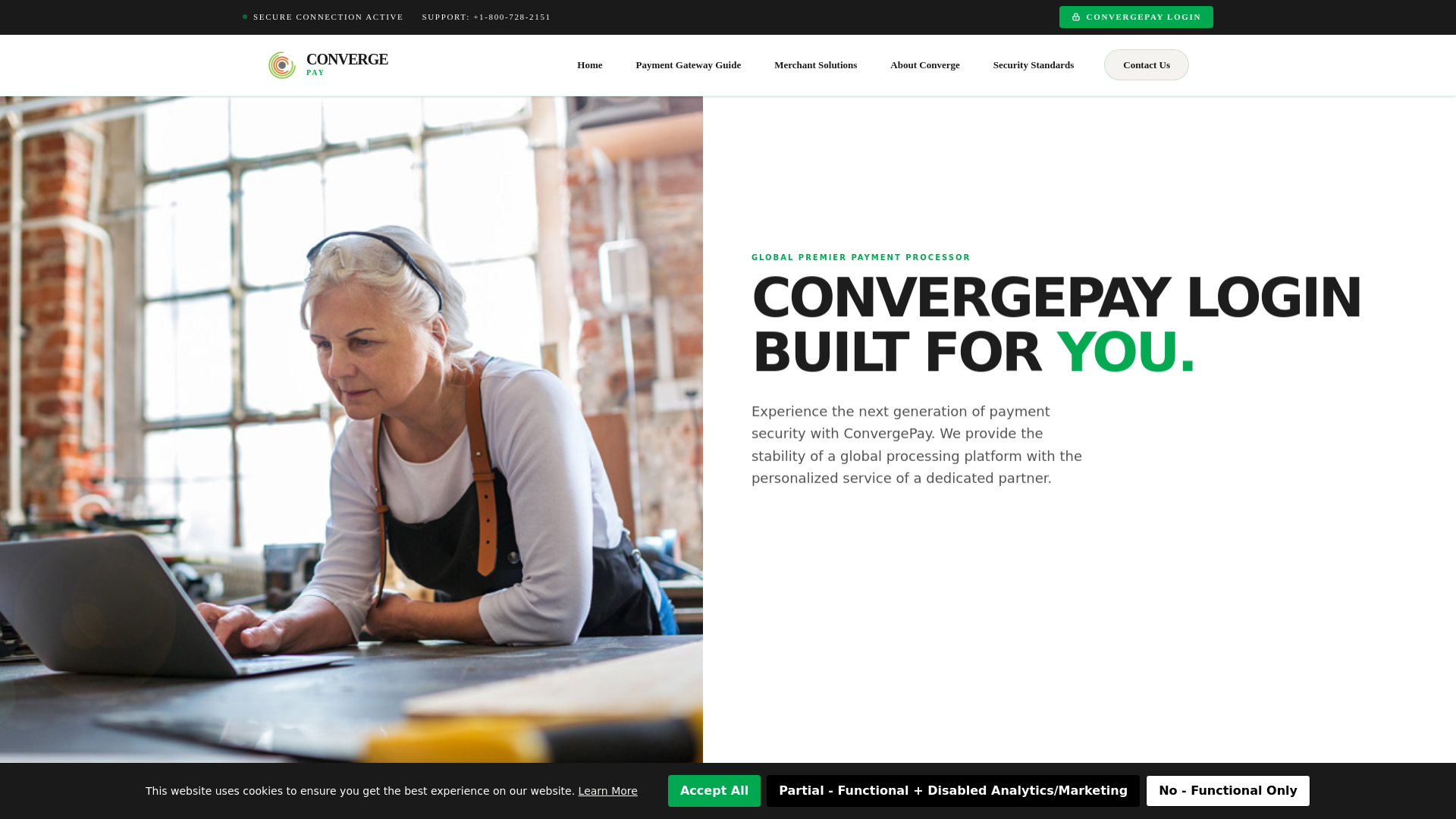 website screenshot of https://convergepay-login.co.com