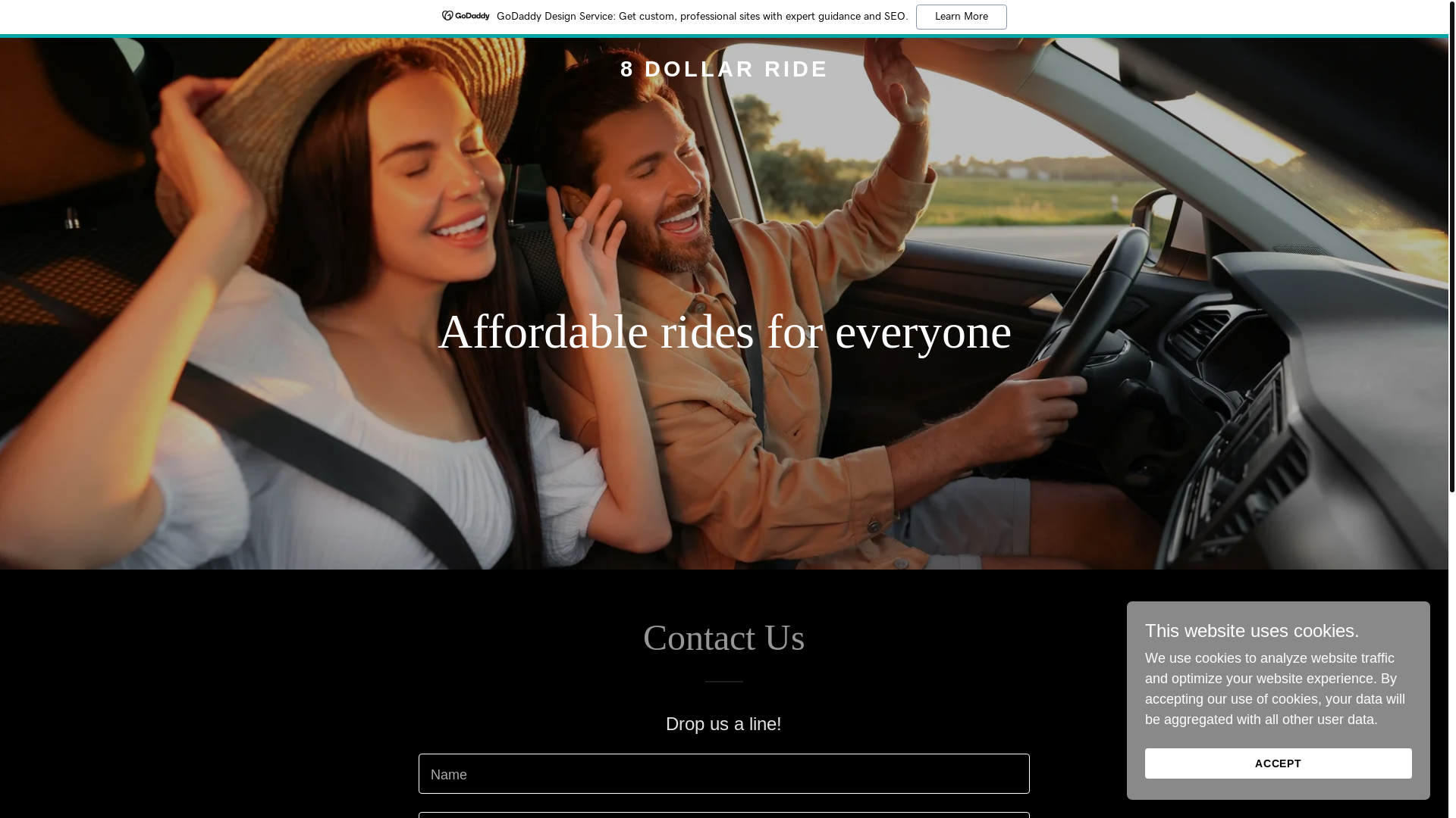 website screenshot of https://8dollarride.com/