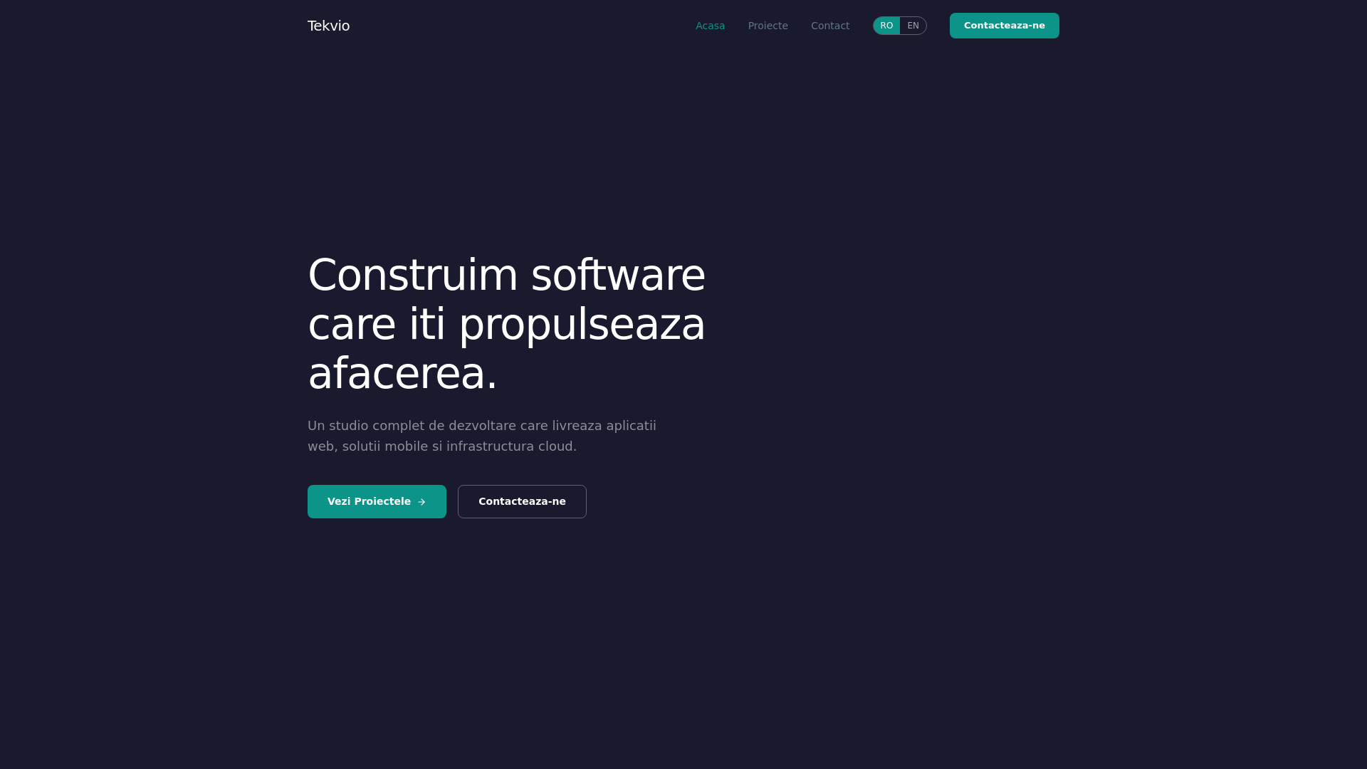 website screenshot of https://tekvio.ro