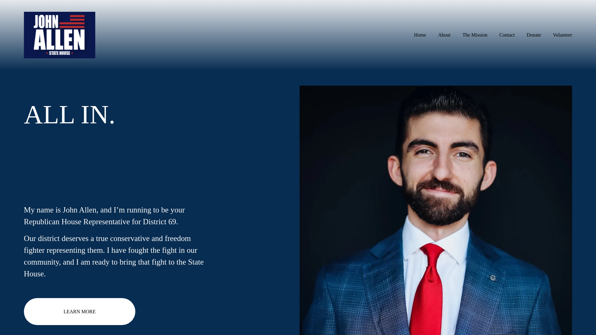 website screenshot of https://johnallenforstatehouse.com